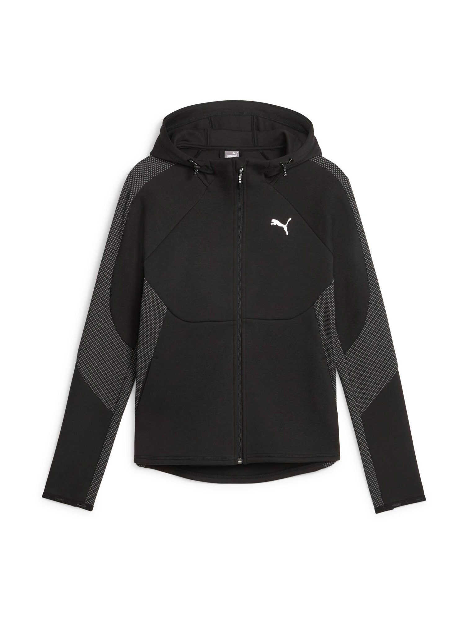 PUMA Športna jopa na zadrgo  siva / črna / bela