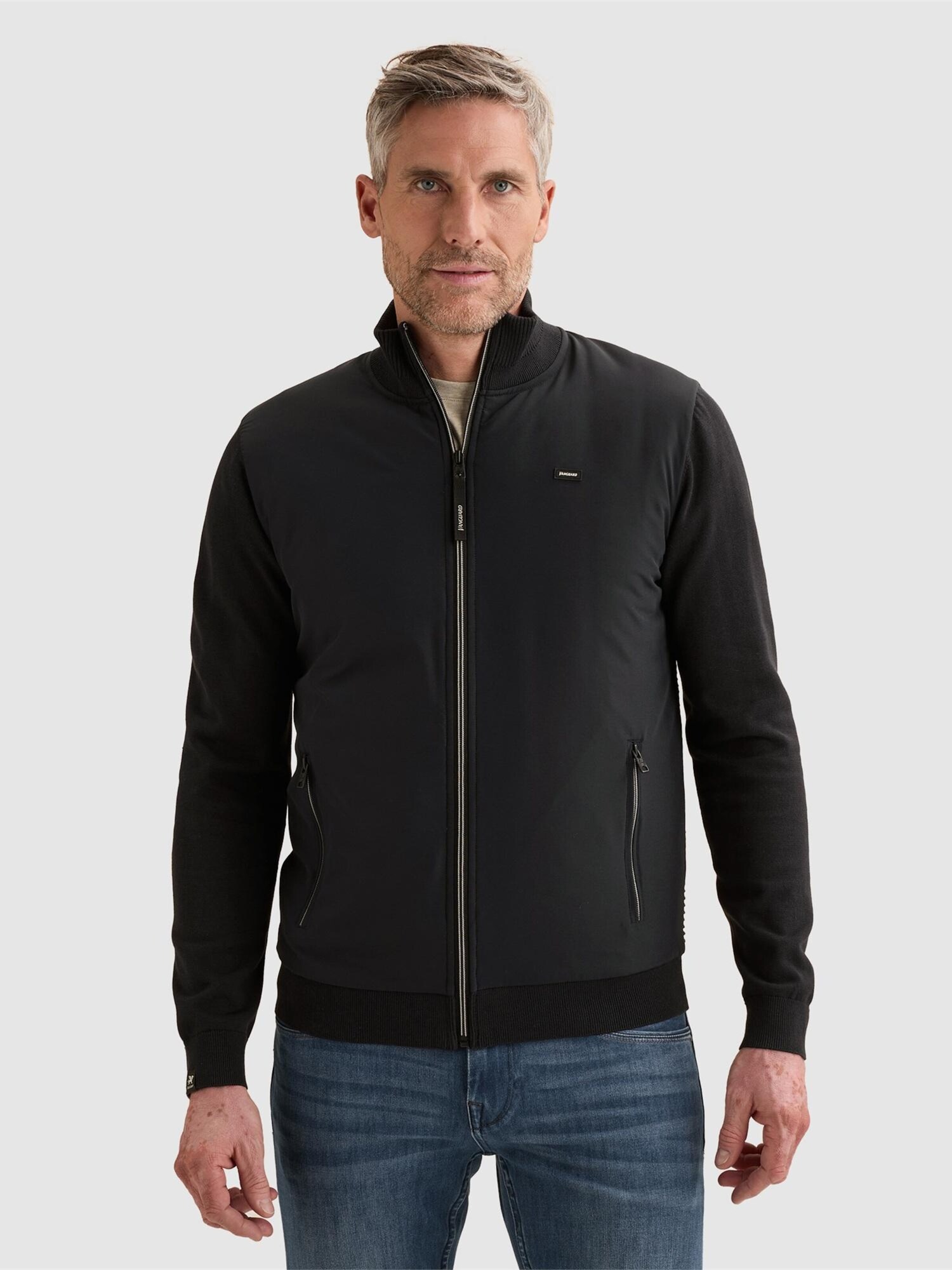 VANGUARD Cárdigan 'Cardigan in cotton/modal with zipper closure' azul oscuro
