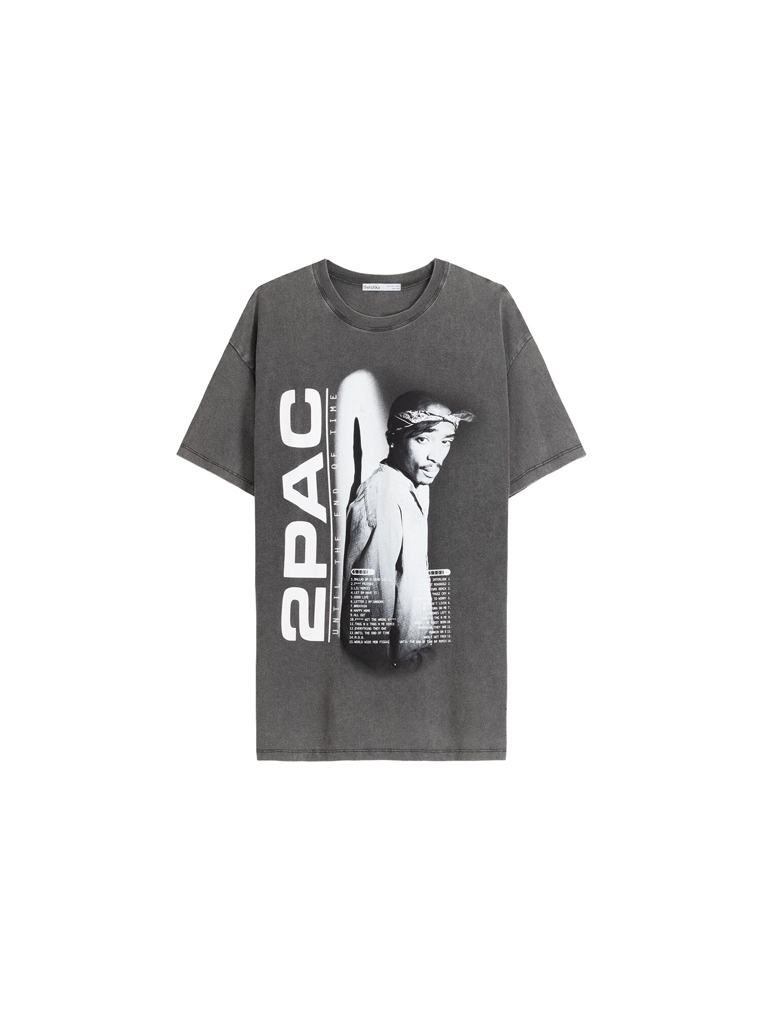 Bershka Tricou  gri / negru / alb