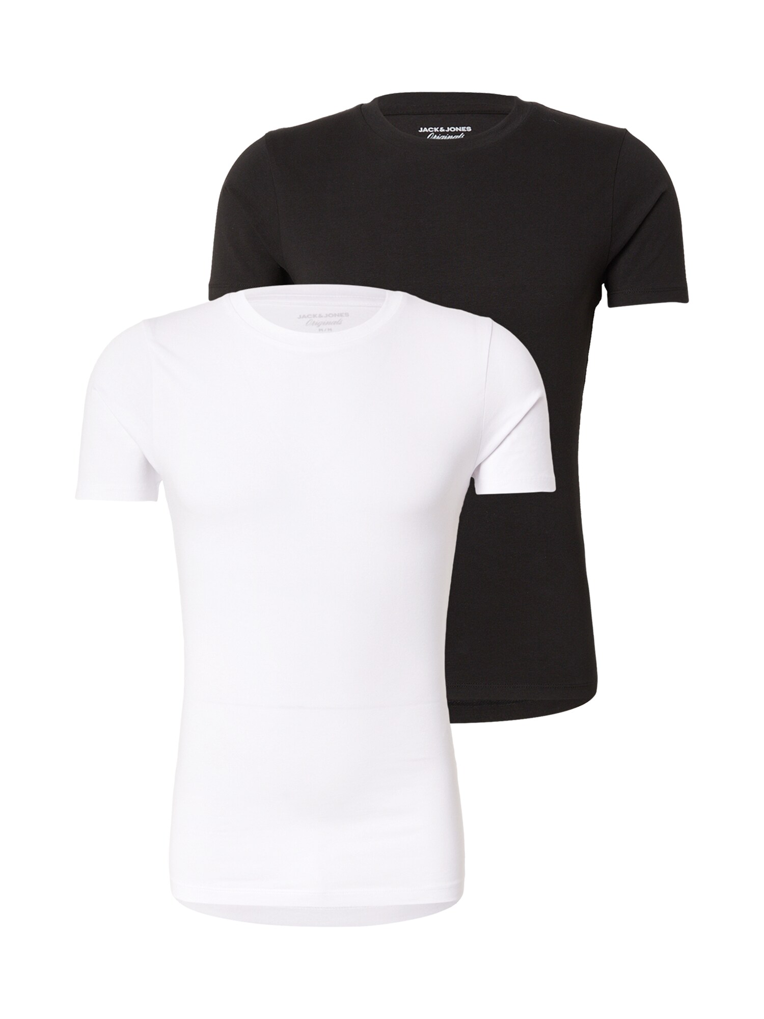 JACK & JONES Tricou 'JORMUSCLE'  negru / alb