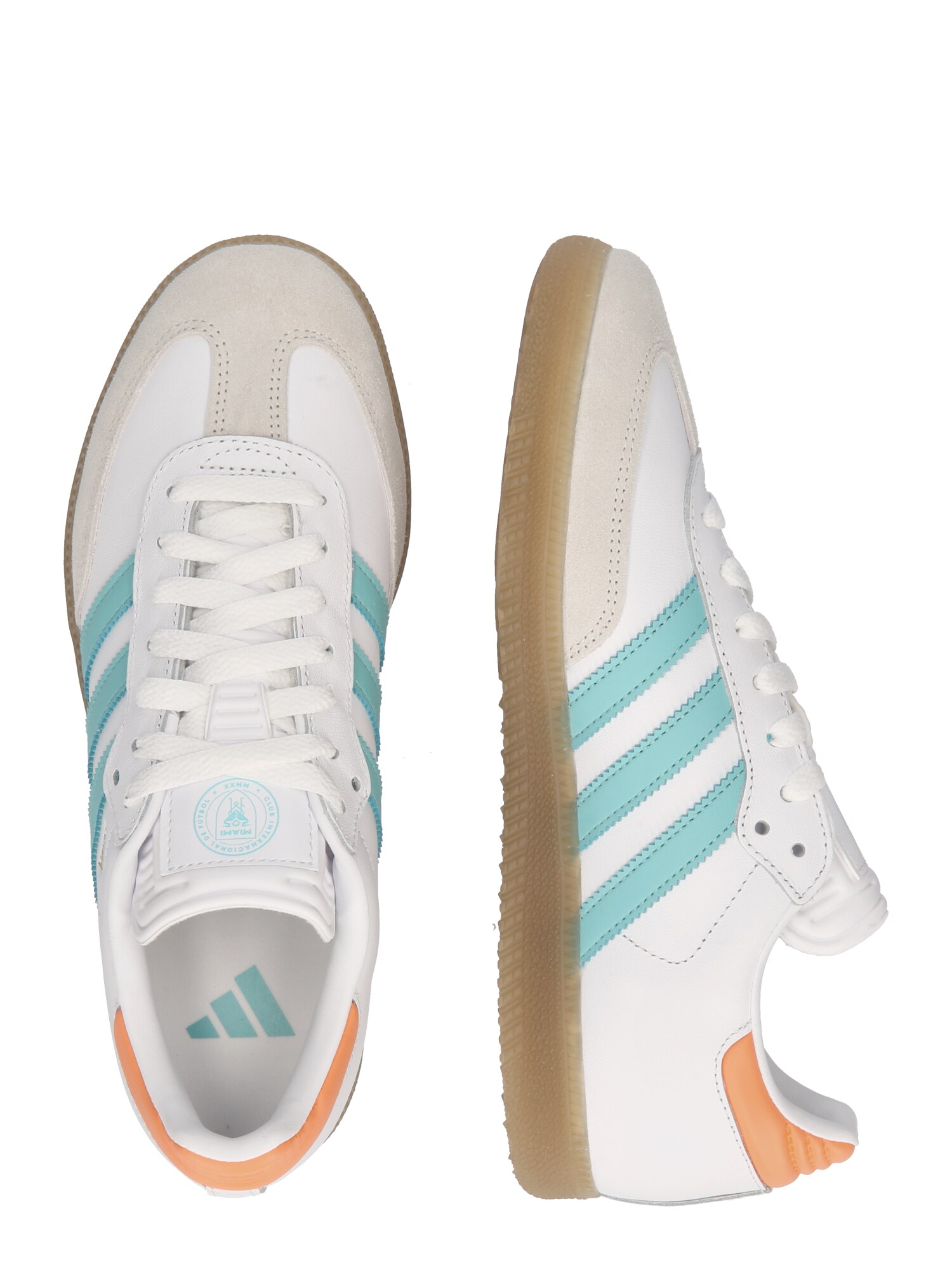 ADIDAS PERFORMANCE Sportcipő 'SAMBA'  vízszín / taupe / narancs / fehér termék 2. képe