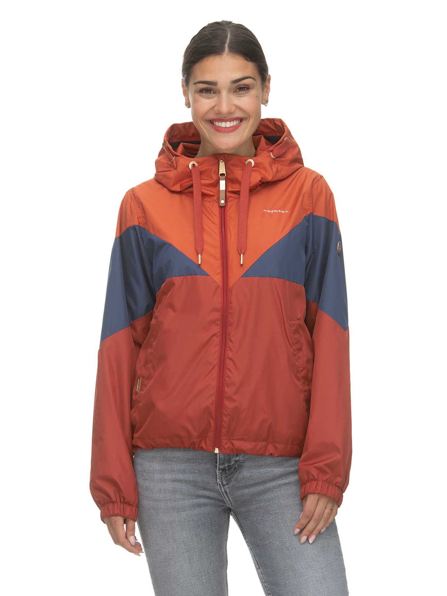Ragwear Prechodná bunda 'Rochele'  námornícka modrá / hrdzavo červená / oranžovo červená