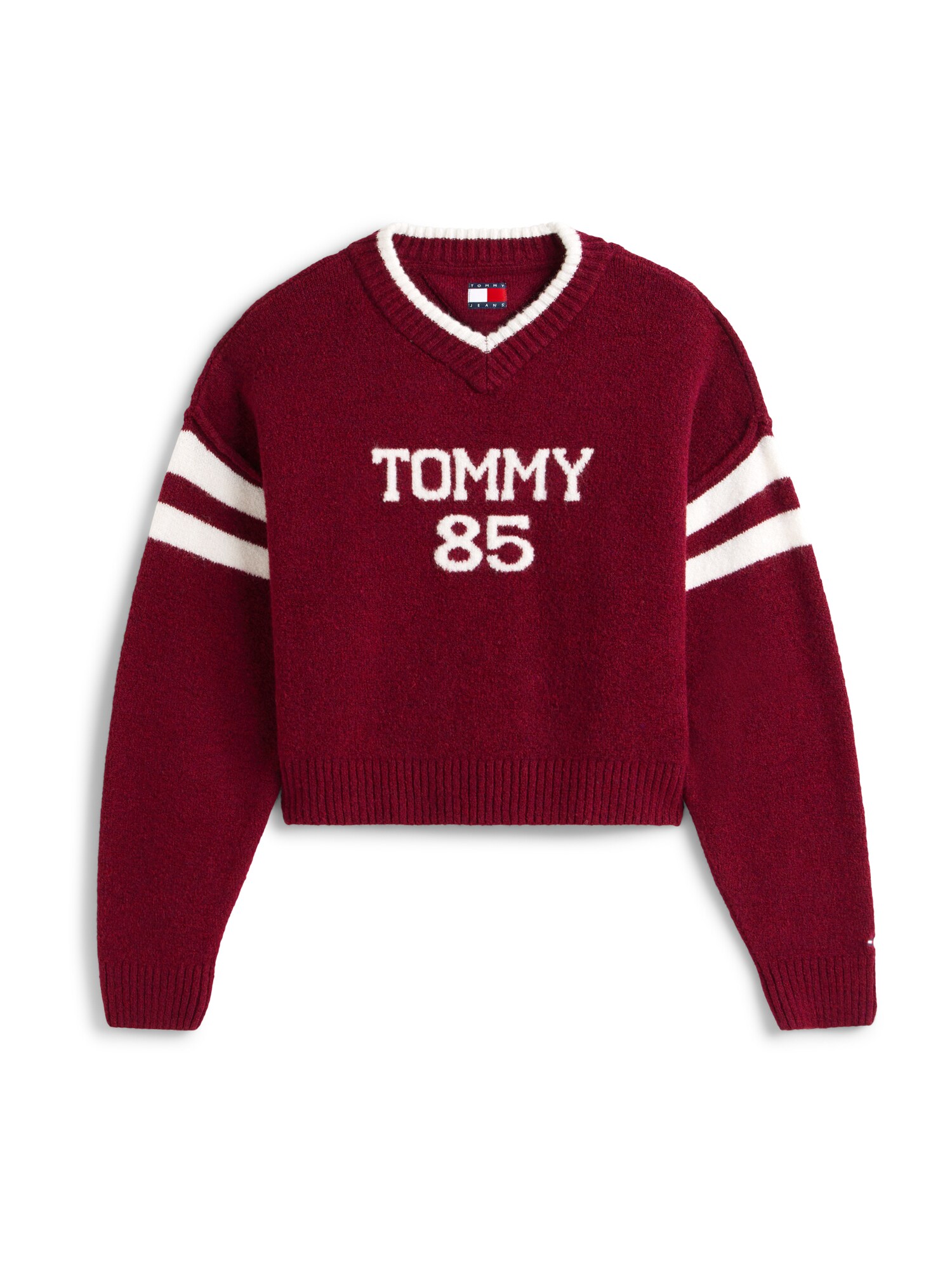 Tommy Jeans Pulover 85  roșu bordeaux / alb