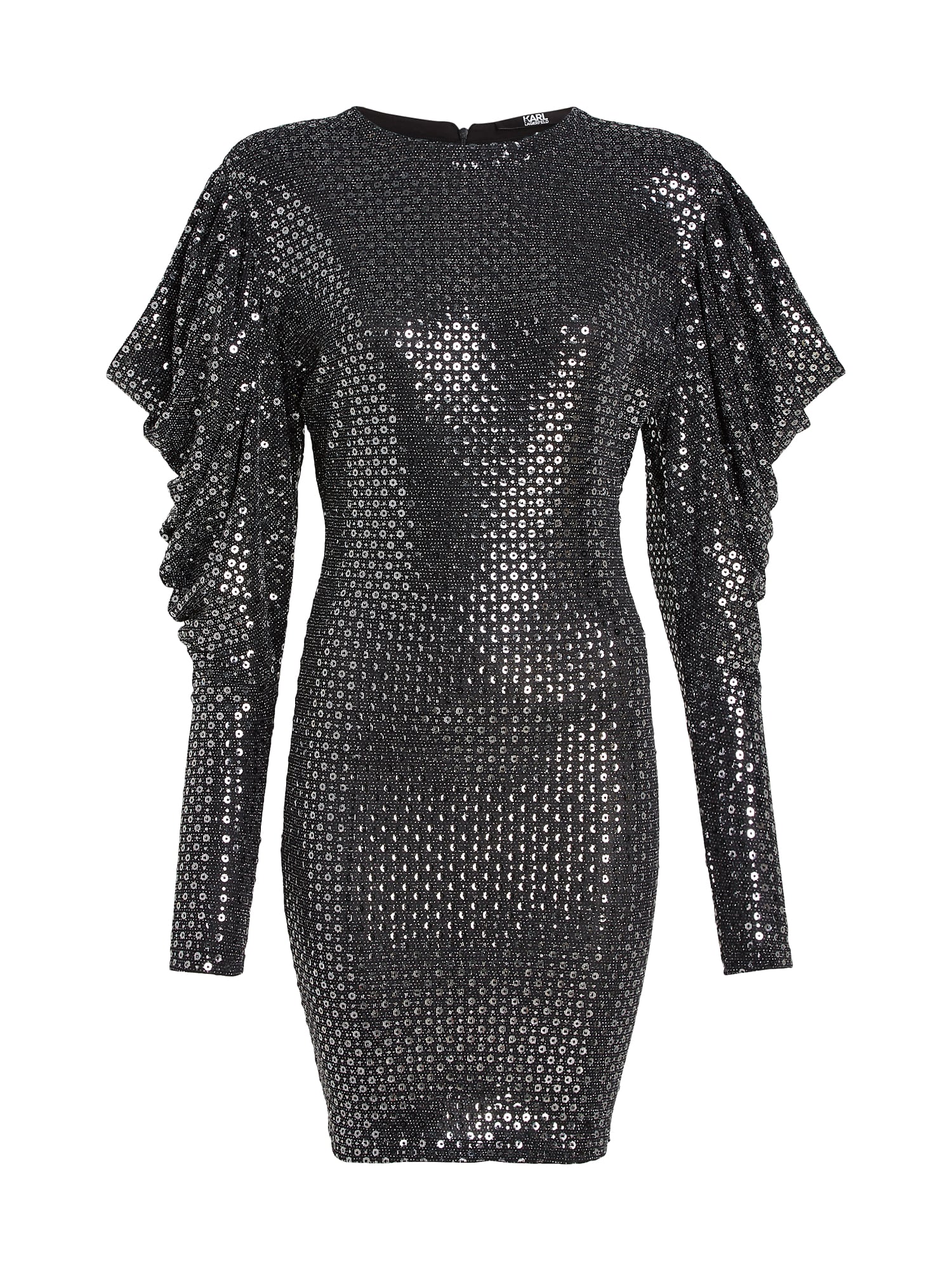 Karl Lagerfeld Obleka 'Sequin'  črna / srebrna
