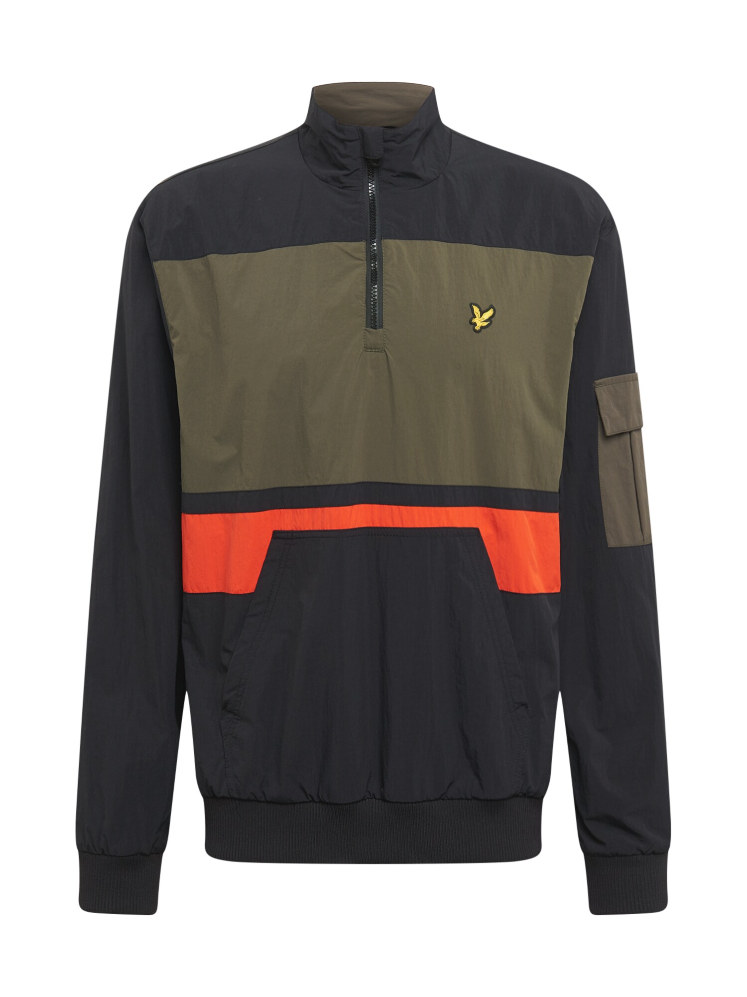 Lyle & Scott Demisezoninė striukė  juoda / rusvai žalia / oranžinė