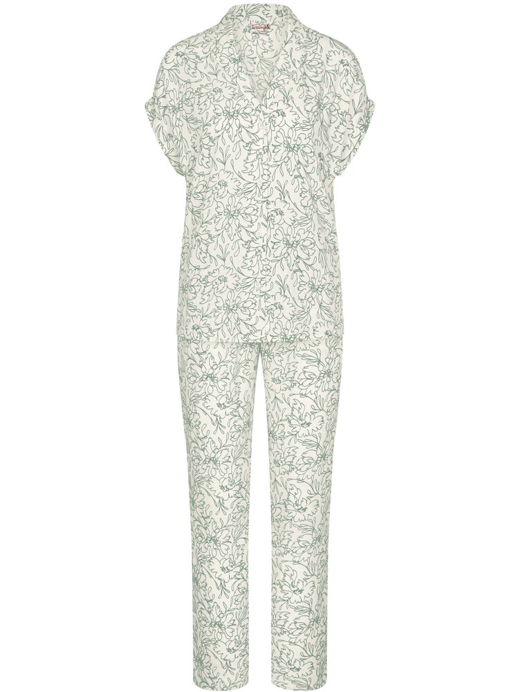 TRIUMPH Pyjama 'Boyfriend Fit ' Damen Größe M/L grün / hellgrün Winterkleid