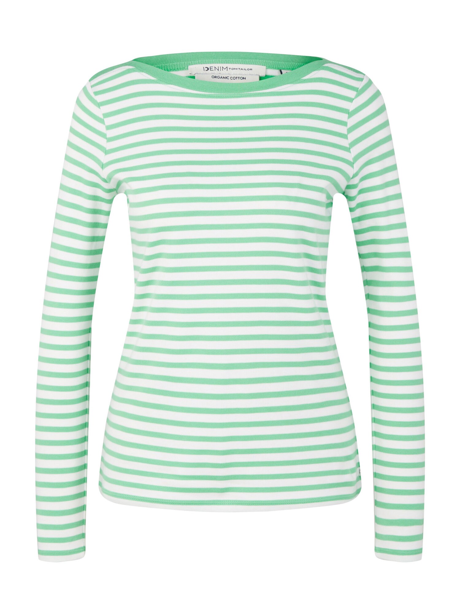 TOM TAILOR DENIM Tricou  verde deschis / alb