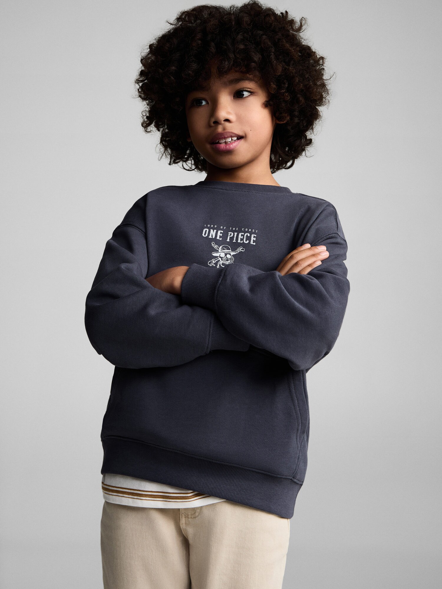 MANGO KIDS Tréning póló 'ONEPIECE'  barna / antracit / fehér termék 2. képe