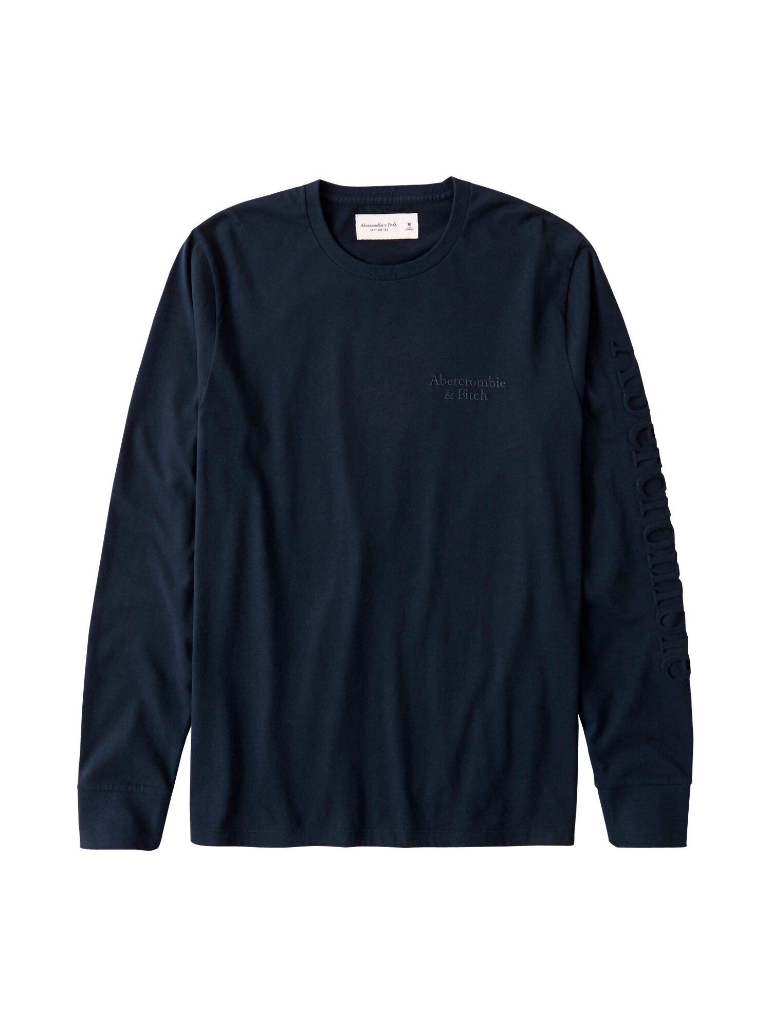 Abercrombie & Fitch Marškinėliai 'LS EMBOSSS UPPER TIER'  tamsiai mėlyna