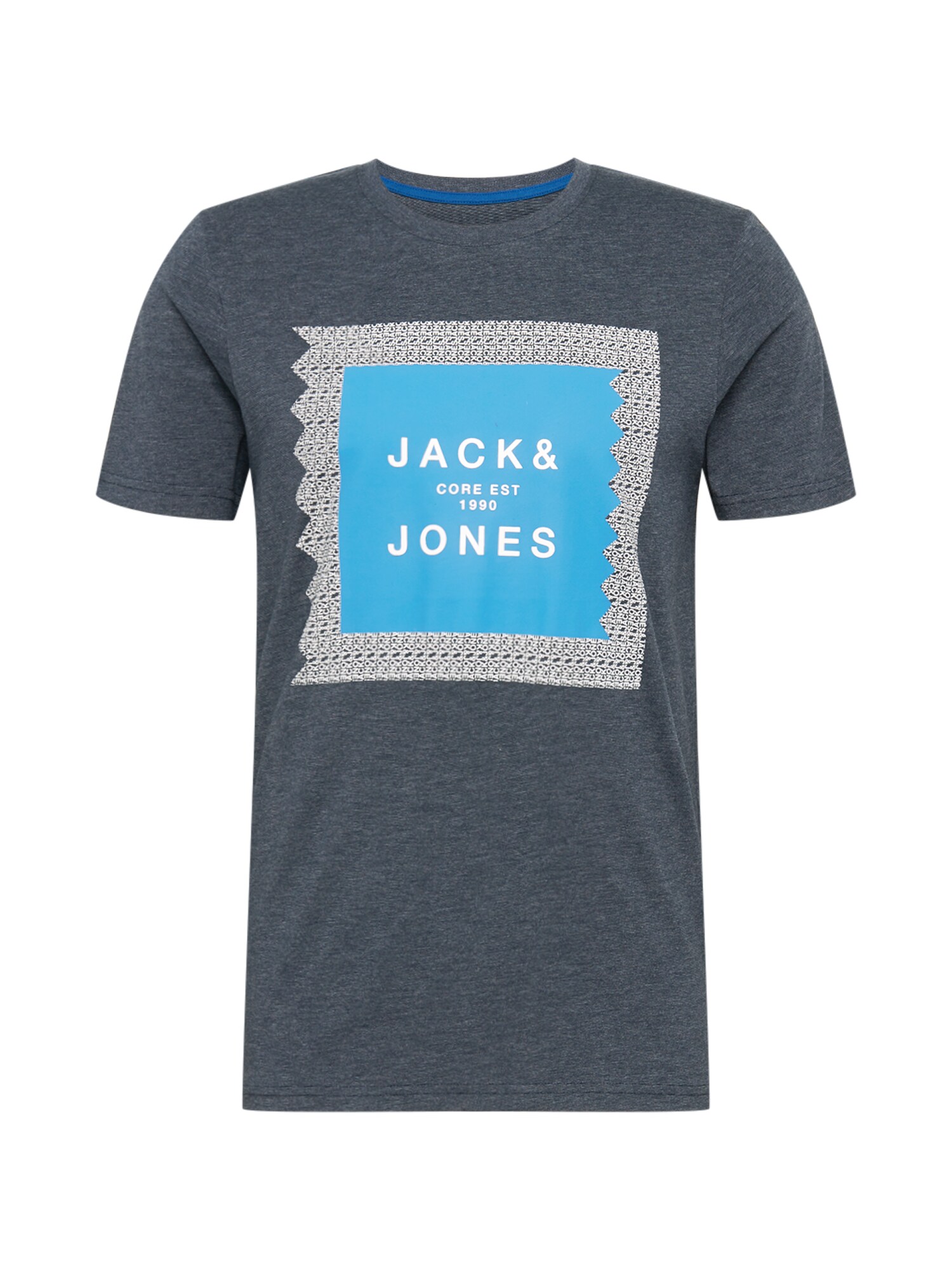 JACK & JONES Marškinėliai  tamsiai mėlyna / dangaus žydra / balta