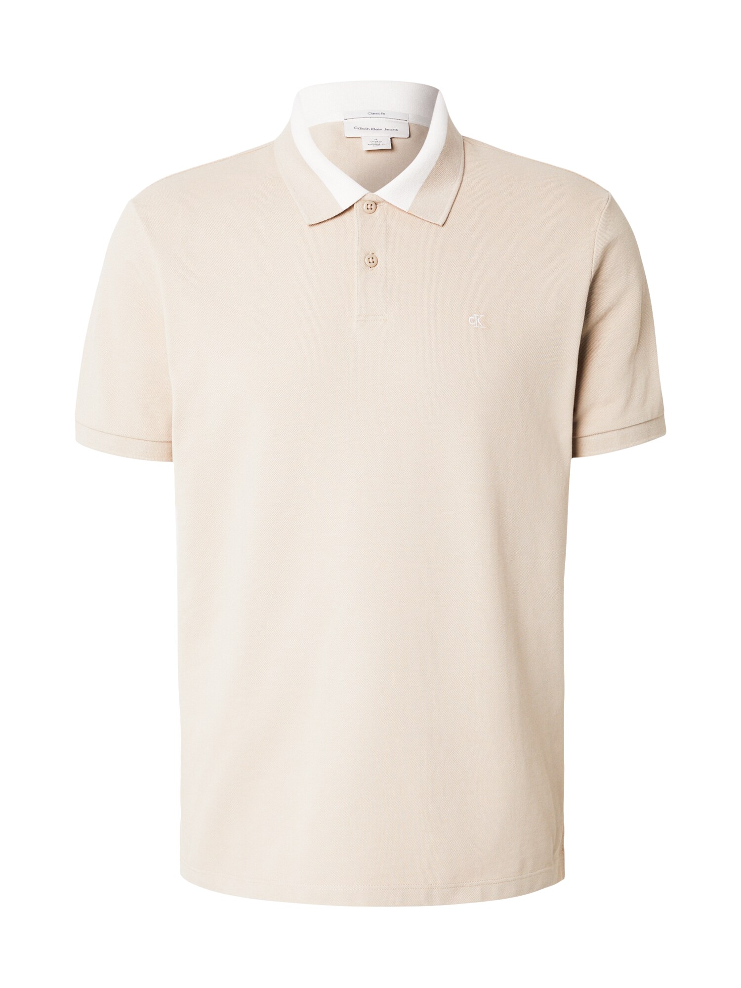 Calvin Klein Jeans Tricou 'Colour-blocked Collar'  bej