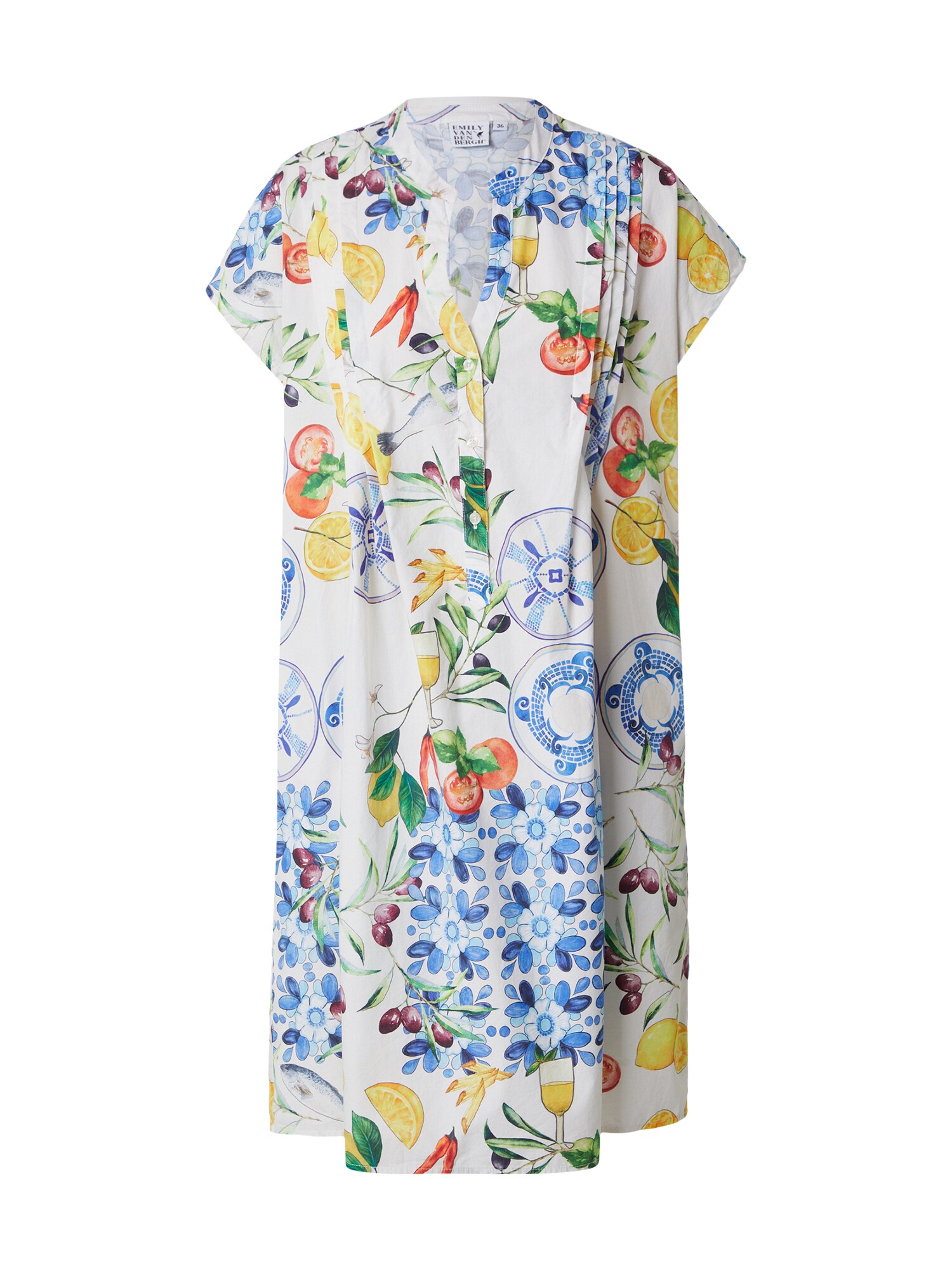 Emily Van Den Bergh Abito  blu / limone / rosso chiaro / bianco