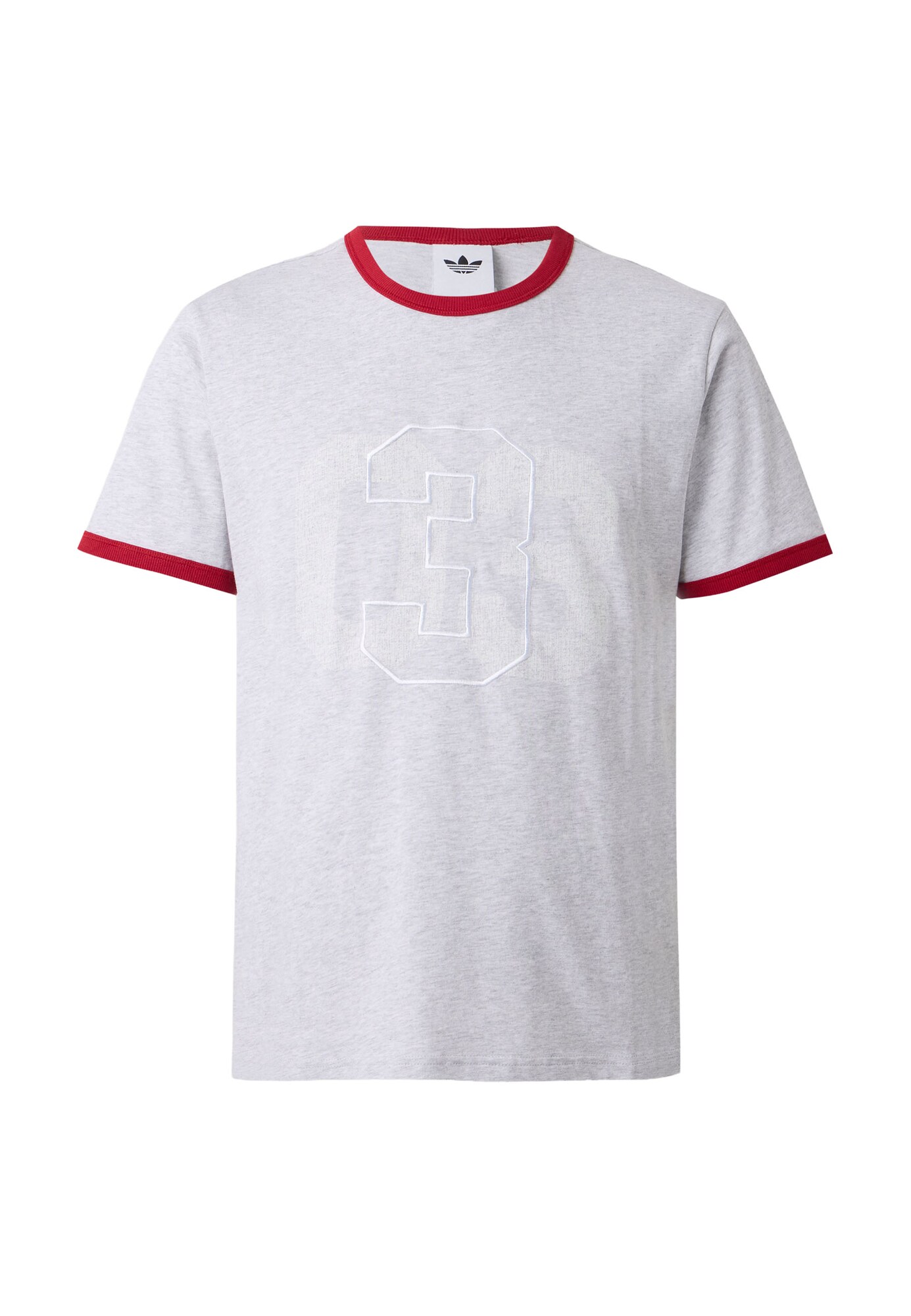 ADIDAS ORIGINALS Tričko 'RINGER'  svetlosivá / červená