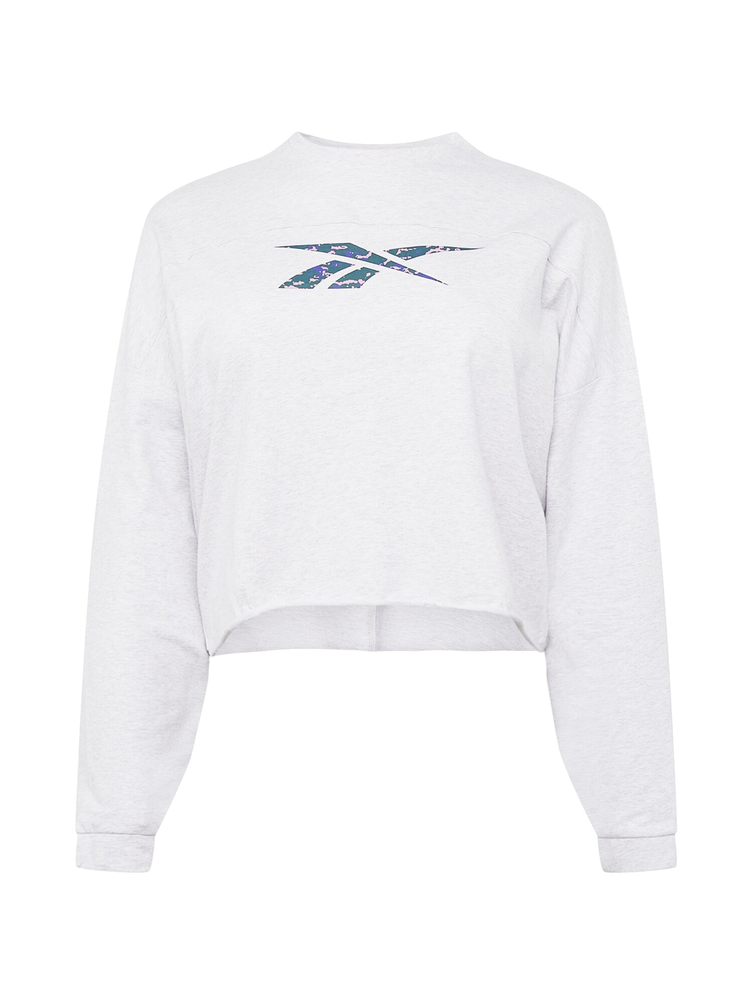 Reebok Športová mikina  sivá / svetlosivá / modrofialová / čierna