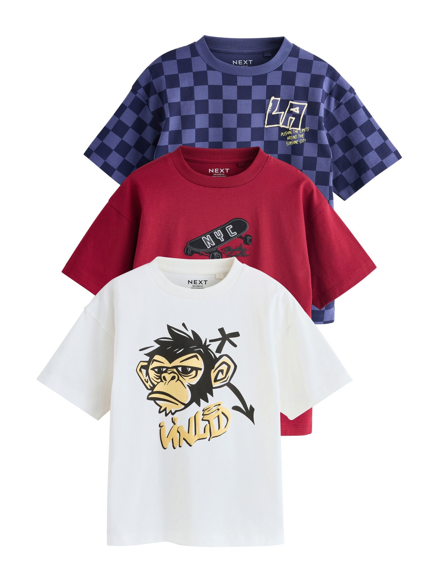 Next Tricou  albastru / mai multe culori / roșu / alb