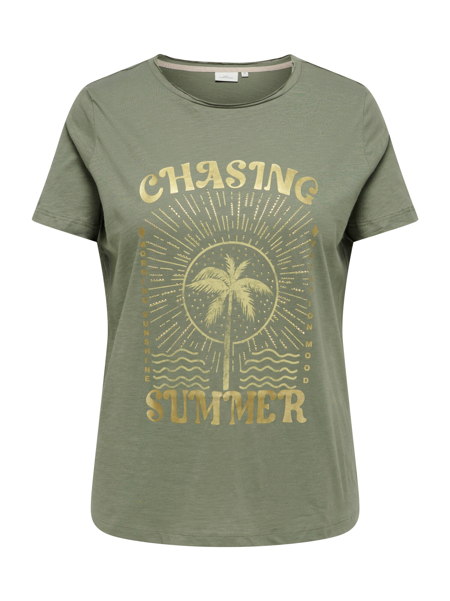 ONLY Carmakoma Tricou 'CARNovia'  auriu / verde amestecat
