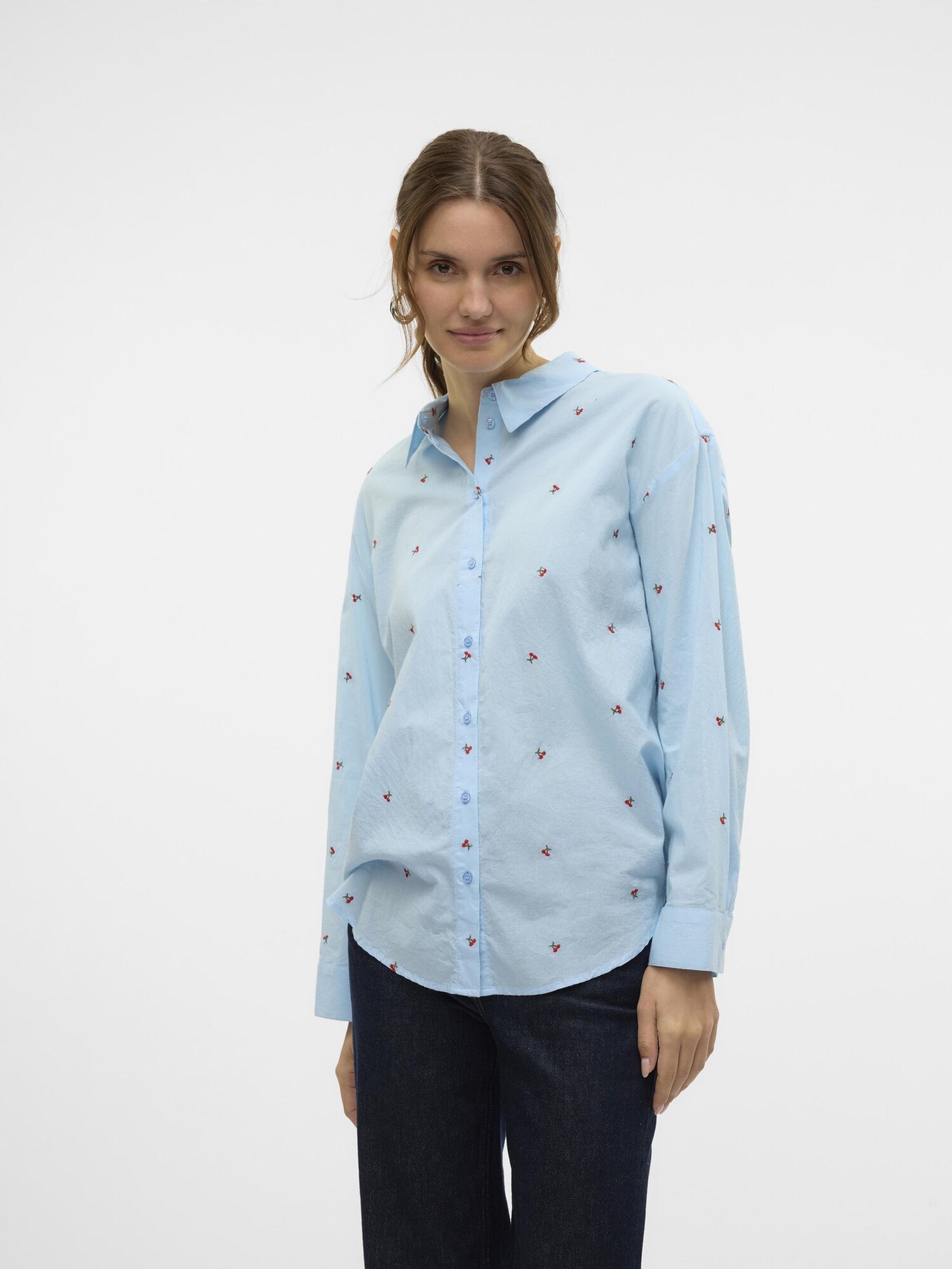 VERO MODA Blúz 'VMOdona'  világoskék / olíva / piros termék 2. képe