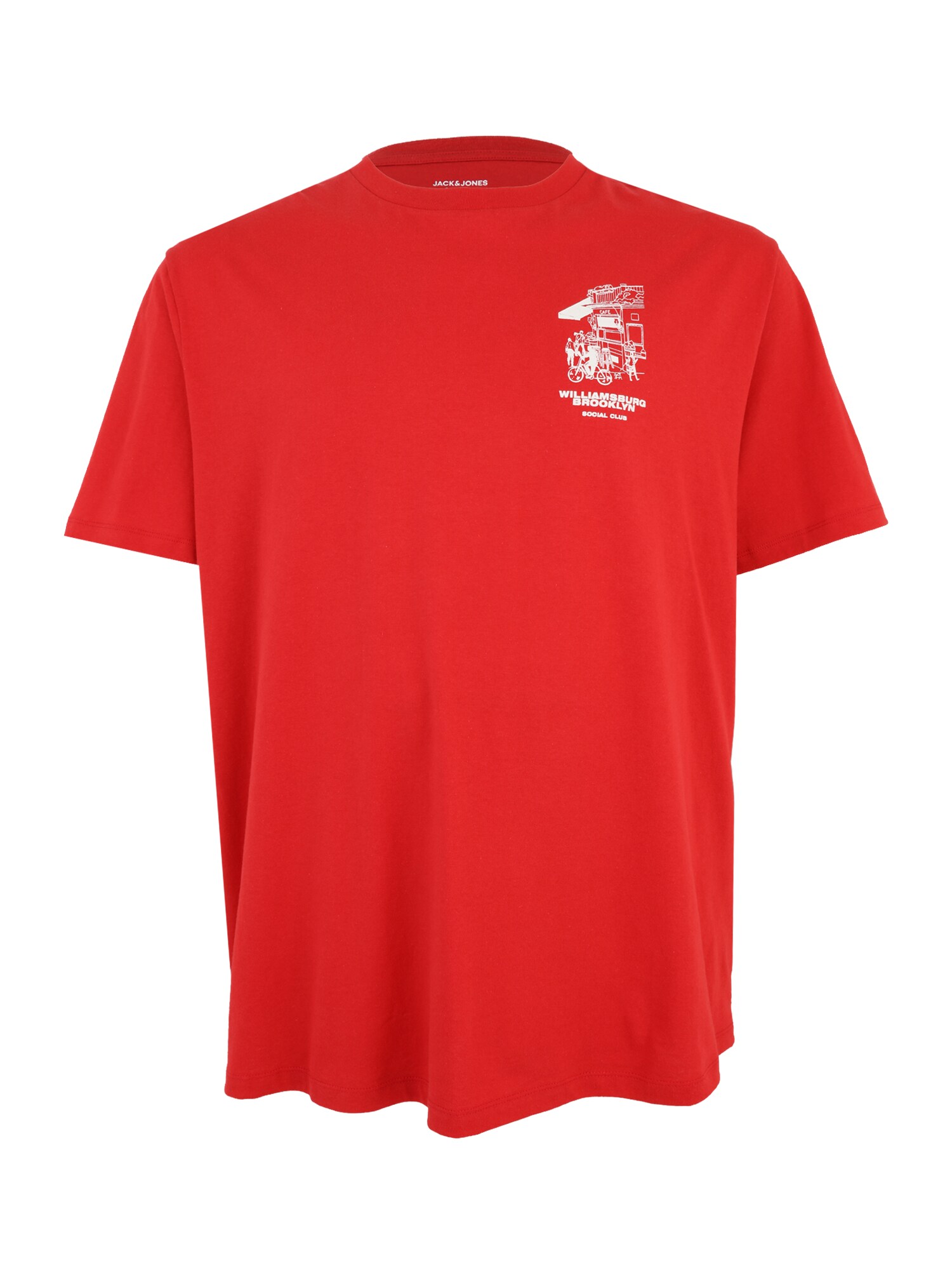 Jack & Jones Plus Tricou 'JORWILLIAMSBURG'  roșu / alb