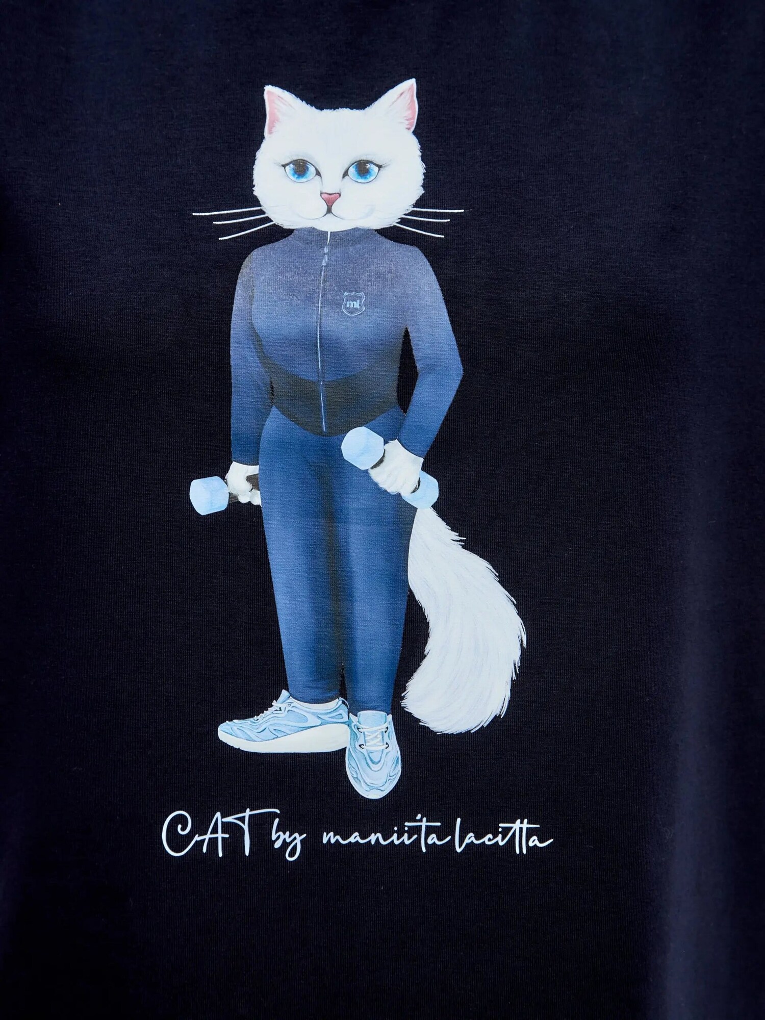 Cat e Lolette Tričko 'Sport cat with dumbbells'  modrá (obrázok 6)