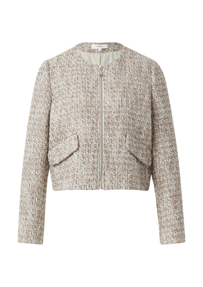 COMMA Übergangsjacke Damen Größe XXS beige / grau / orange / weiß