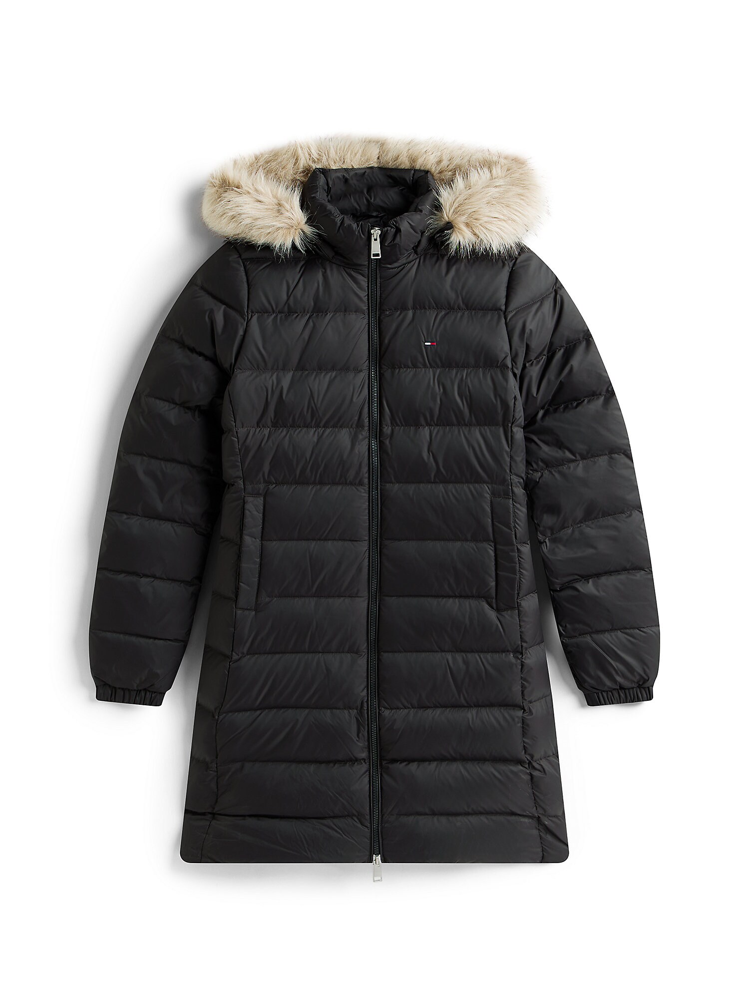 Tommy Jeans Palton de primăvară-toamnă ESSENTIAL  bej amestecat / negru