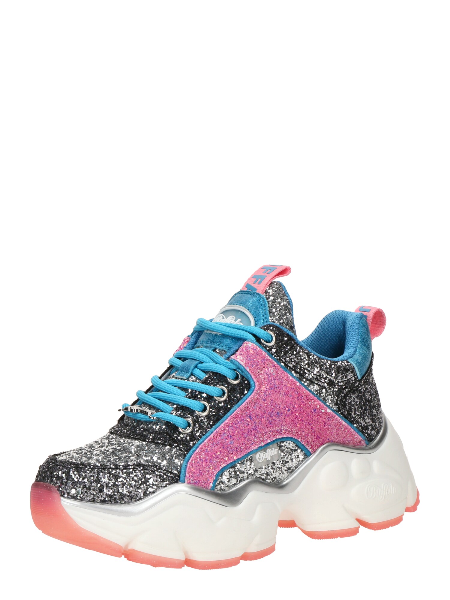 BUFFALO Sneaker low Binary  albastru / gri deschis / portocaliu somon / negru