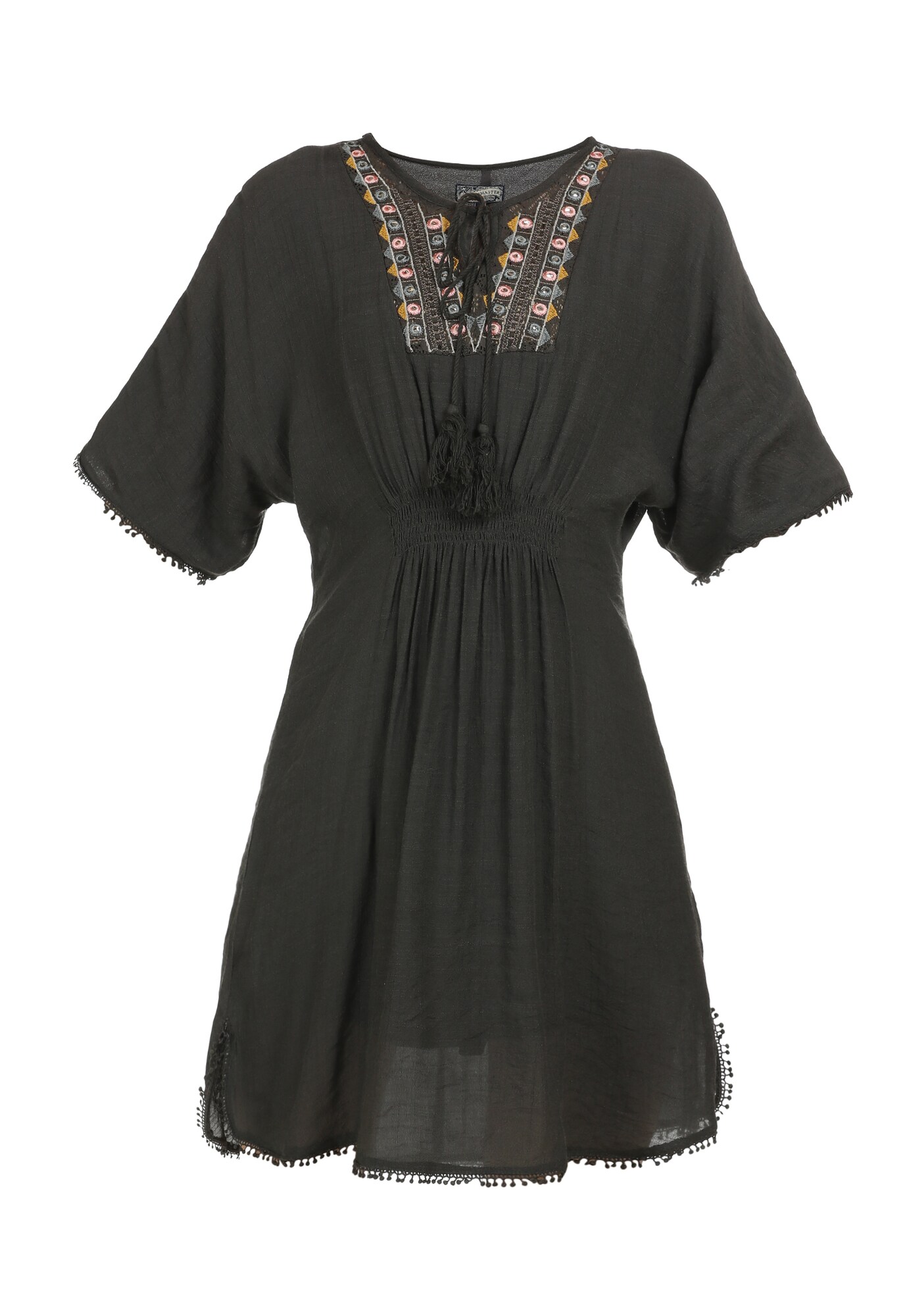 DreiMaster Vintage Vasarinė suknelė  tamsiai žalia / rožių spalva / melsvai pilka / tamsiai geltona