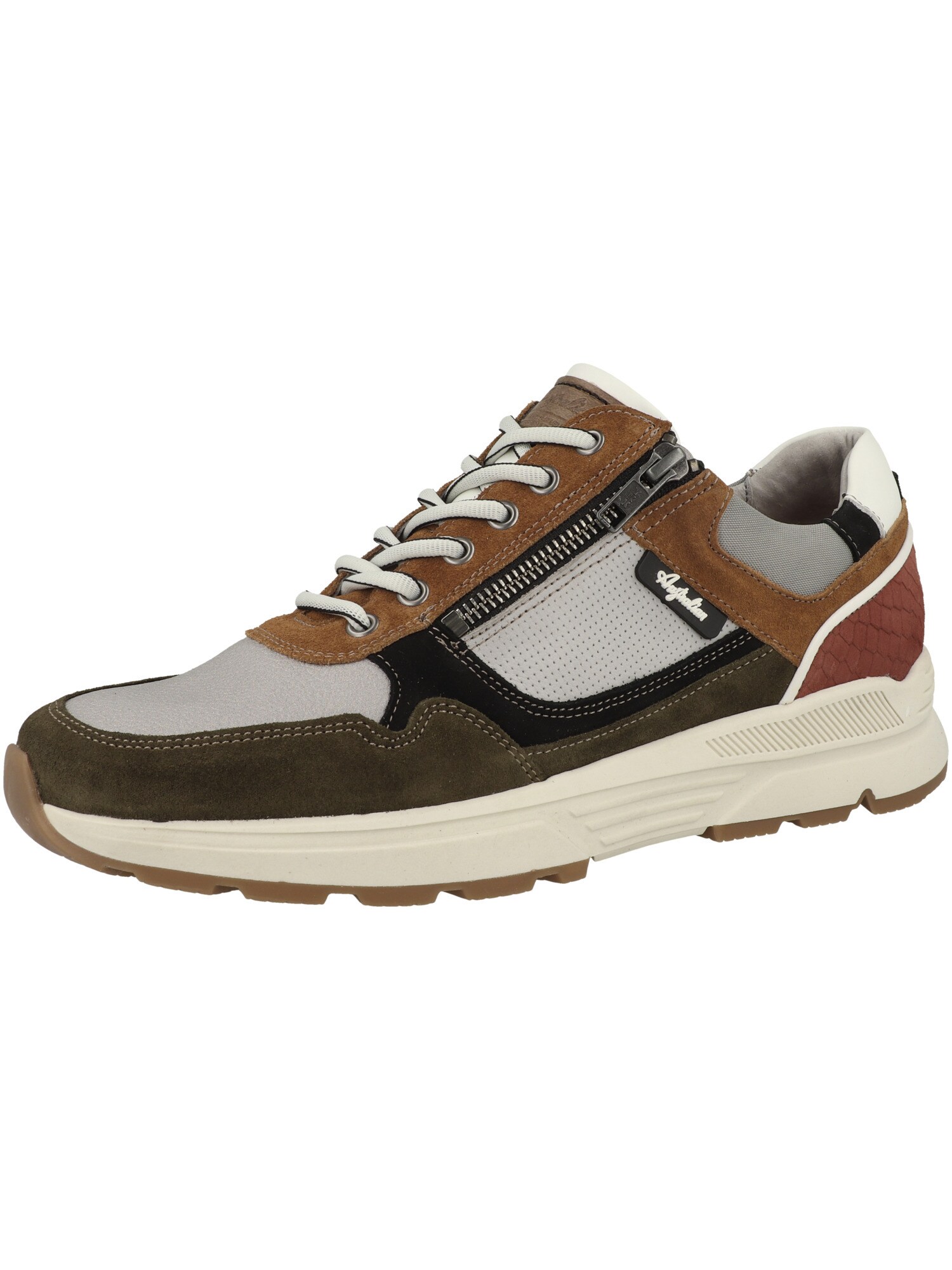 Australian Footwear Sneakers Laag 'Connery' Ombergrijs / Lichtgrijs / Olijfgroen / Wit