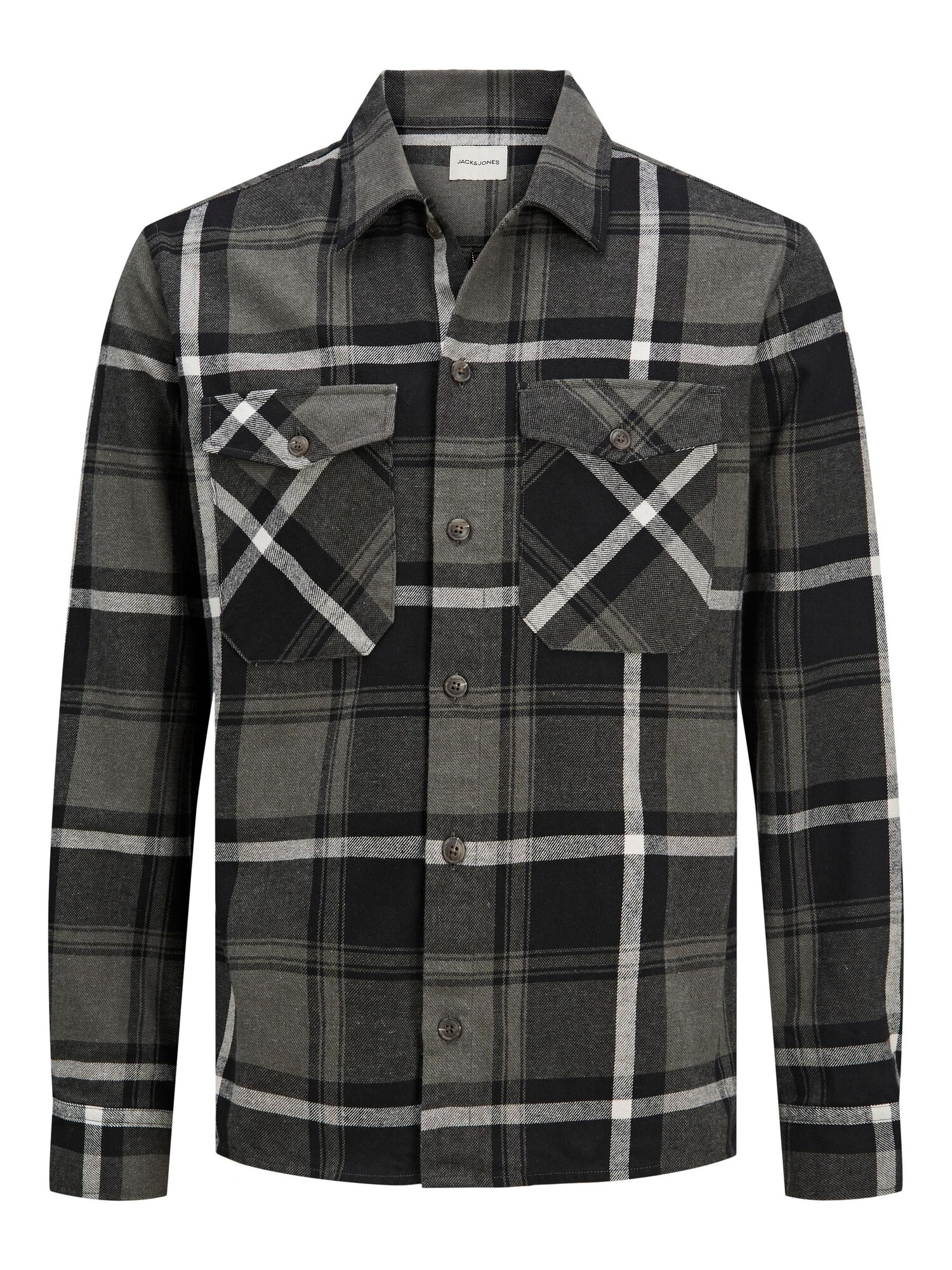 JACK & JONES Košeľa 'Jay'  sivá / biela