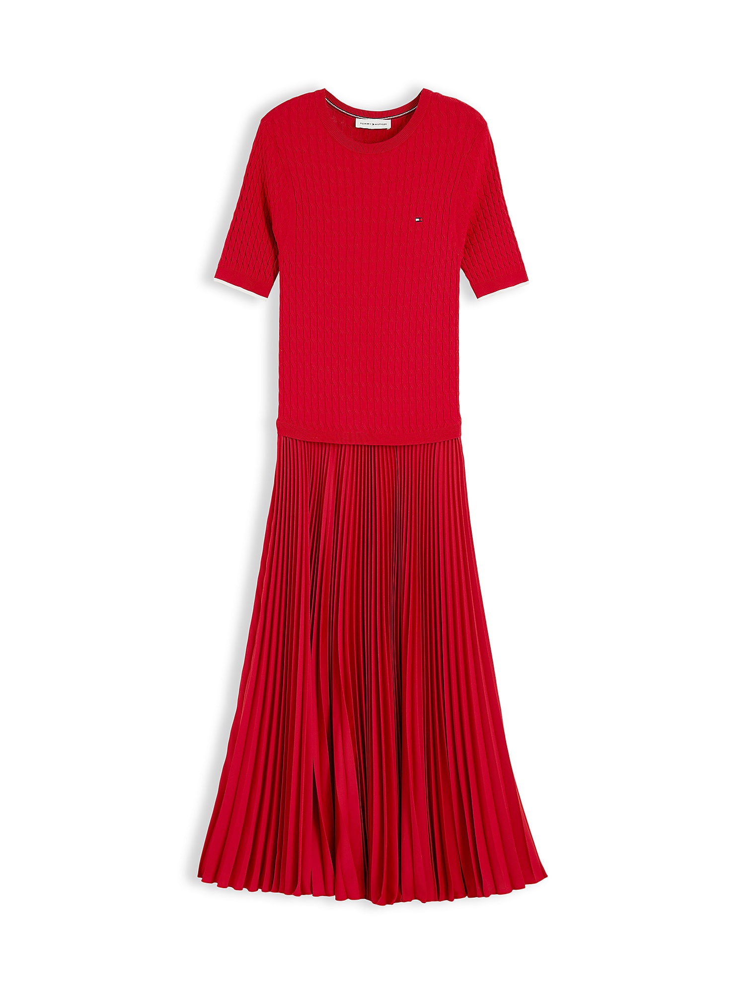 TOMMY HILFIGER Rochie tricotat roșu / alb