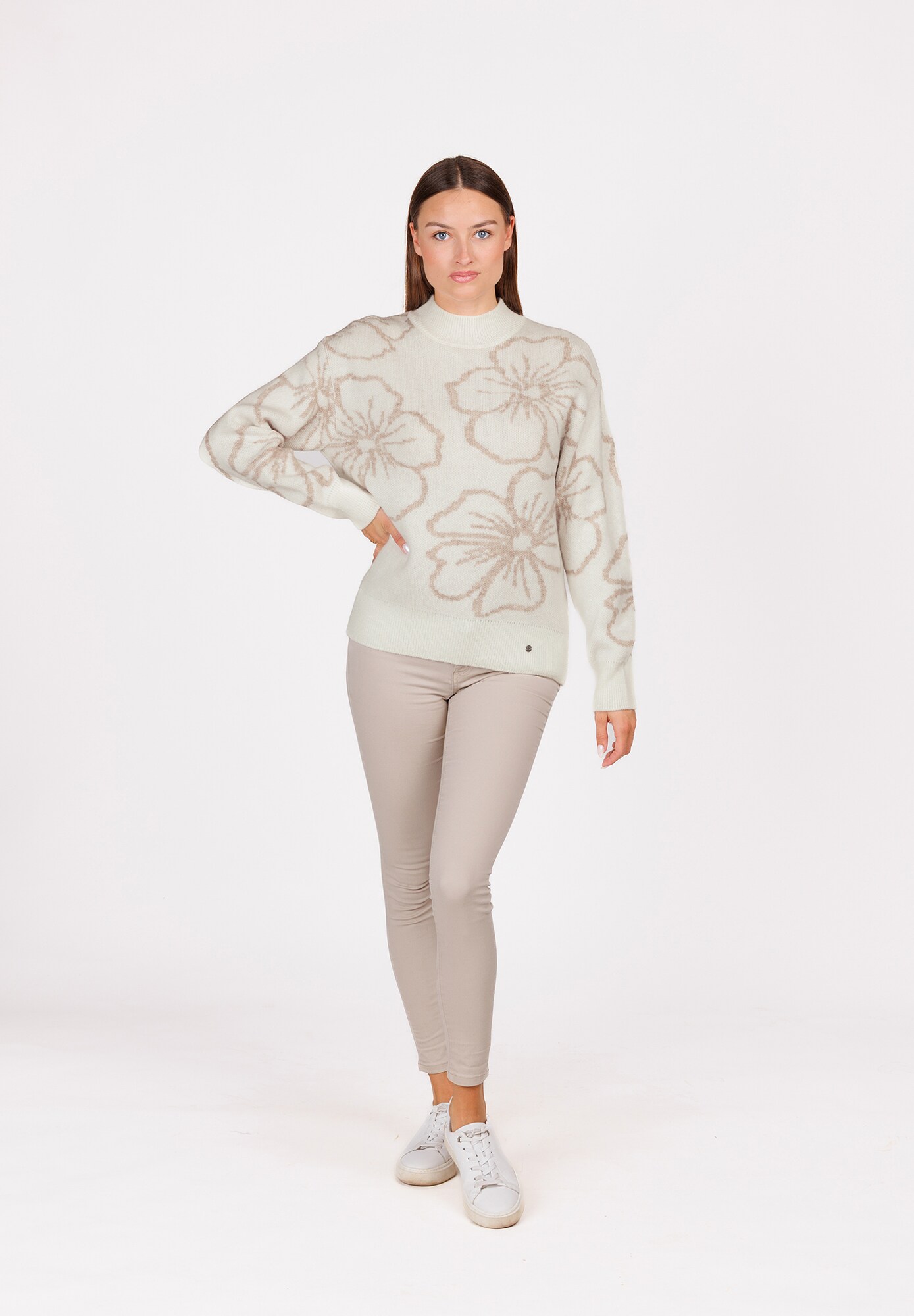 Key Largo Sveter 'Blush' béžová / šedobiela (obrázok 6)