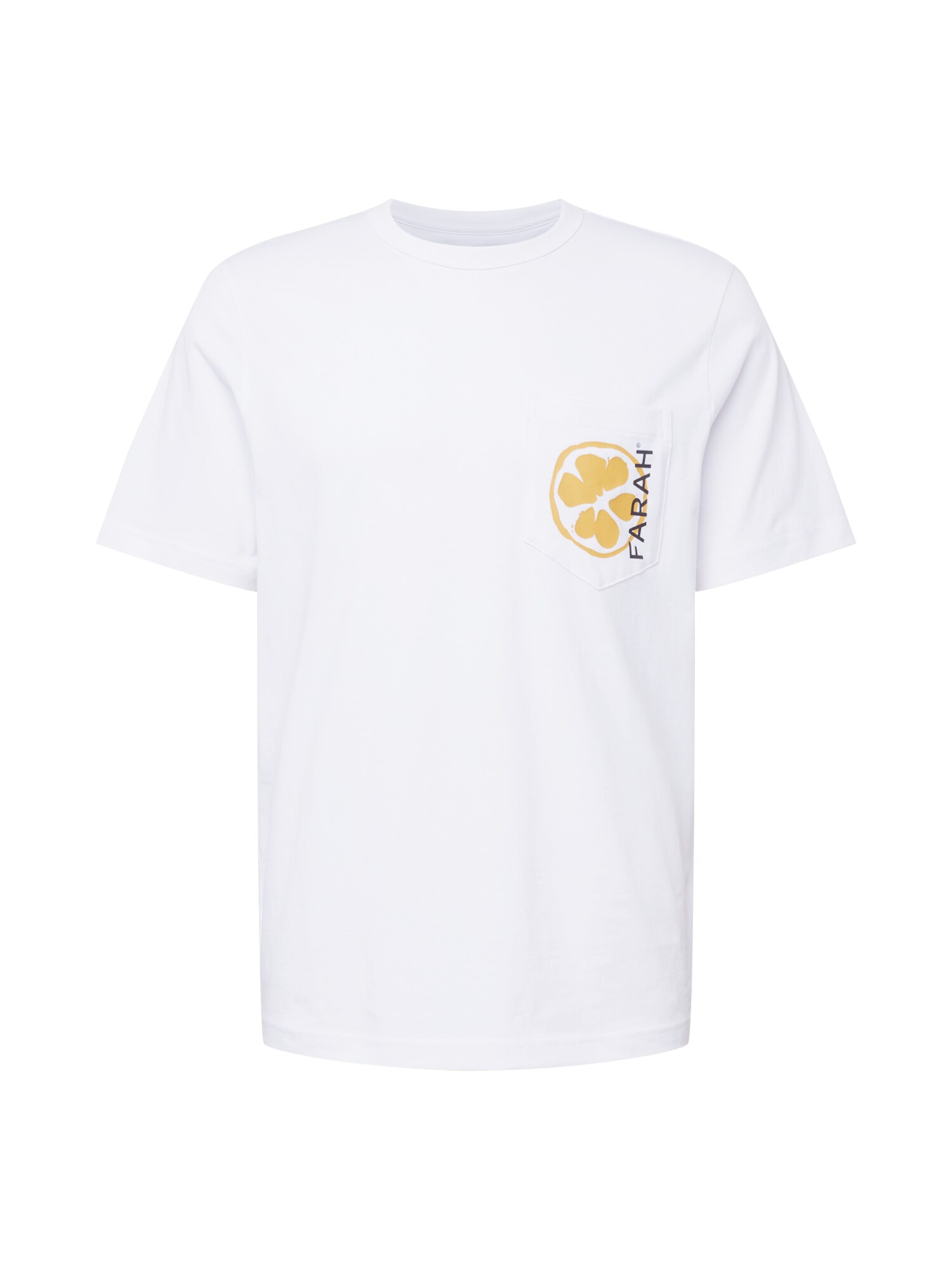 FARAH Marškinėliai 'PRESTON' balta / geltona / juoda
