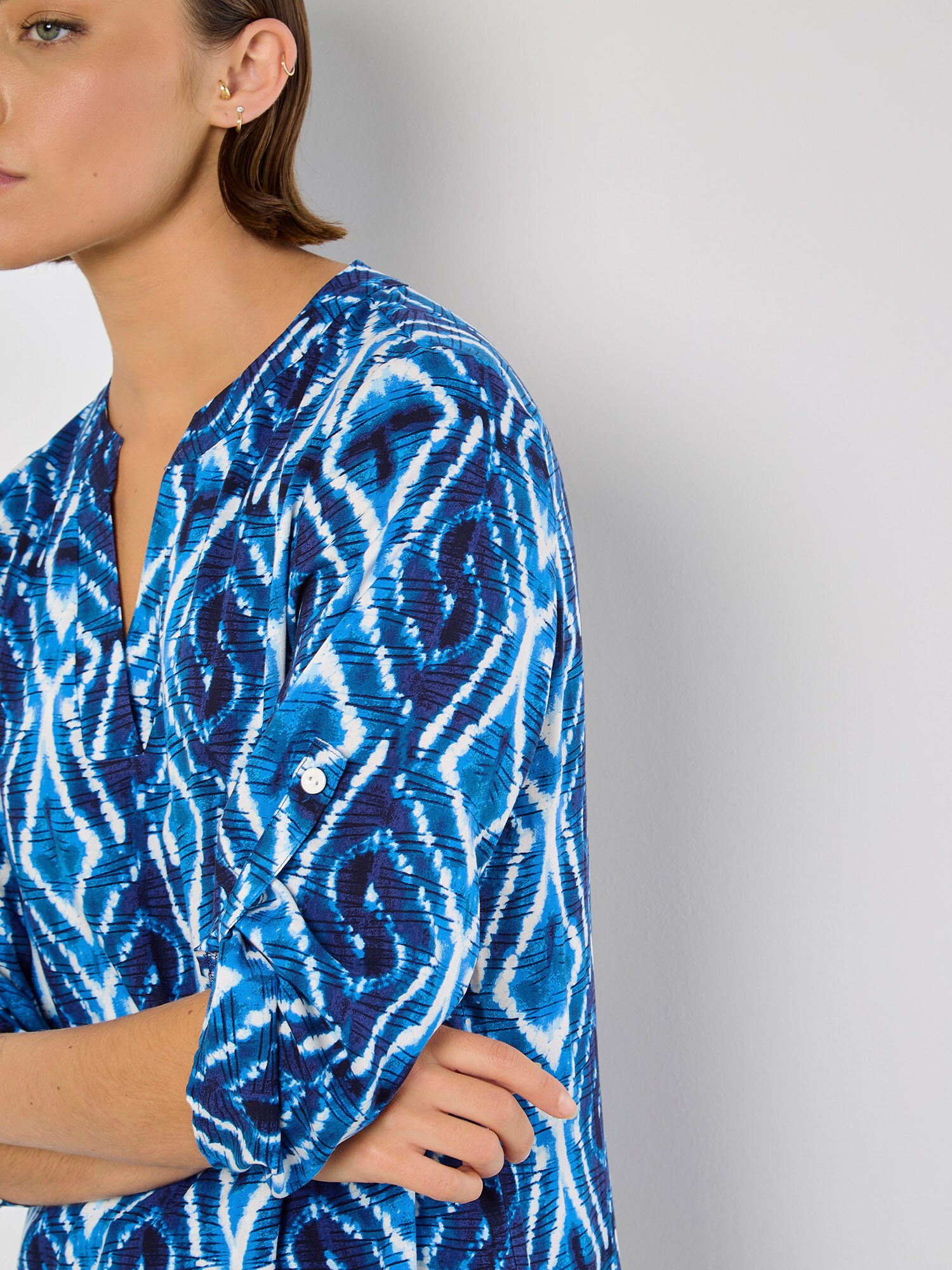 Thumbnail - Apricot Tie Dye Swirl Tunic Top