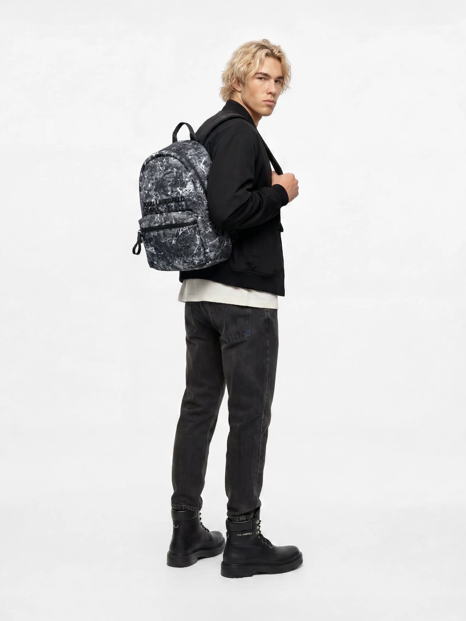KARL LAGERFELD JEANS Mochila gris / negro / blanco – imagen 2