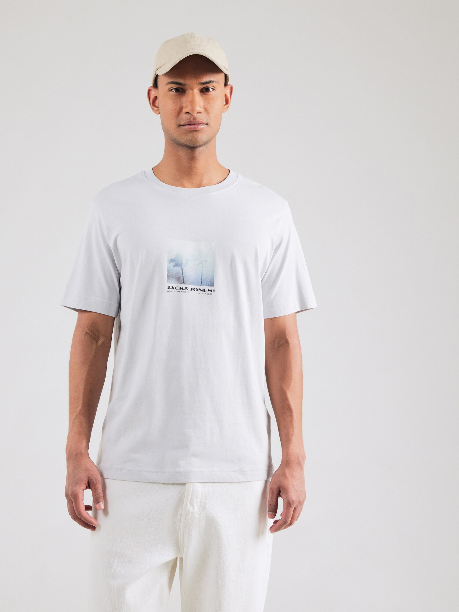 JACK & JONES Póló 'JCOCALMA'  opál / galambkék / fekete termék 2. képe