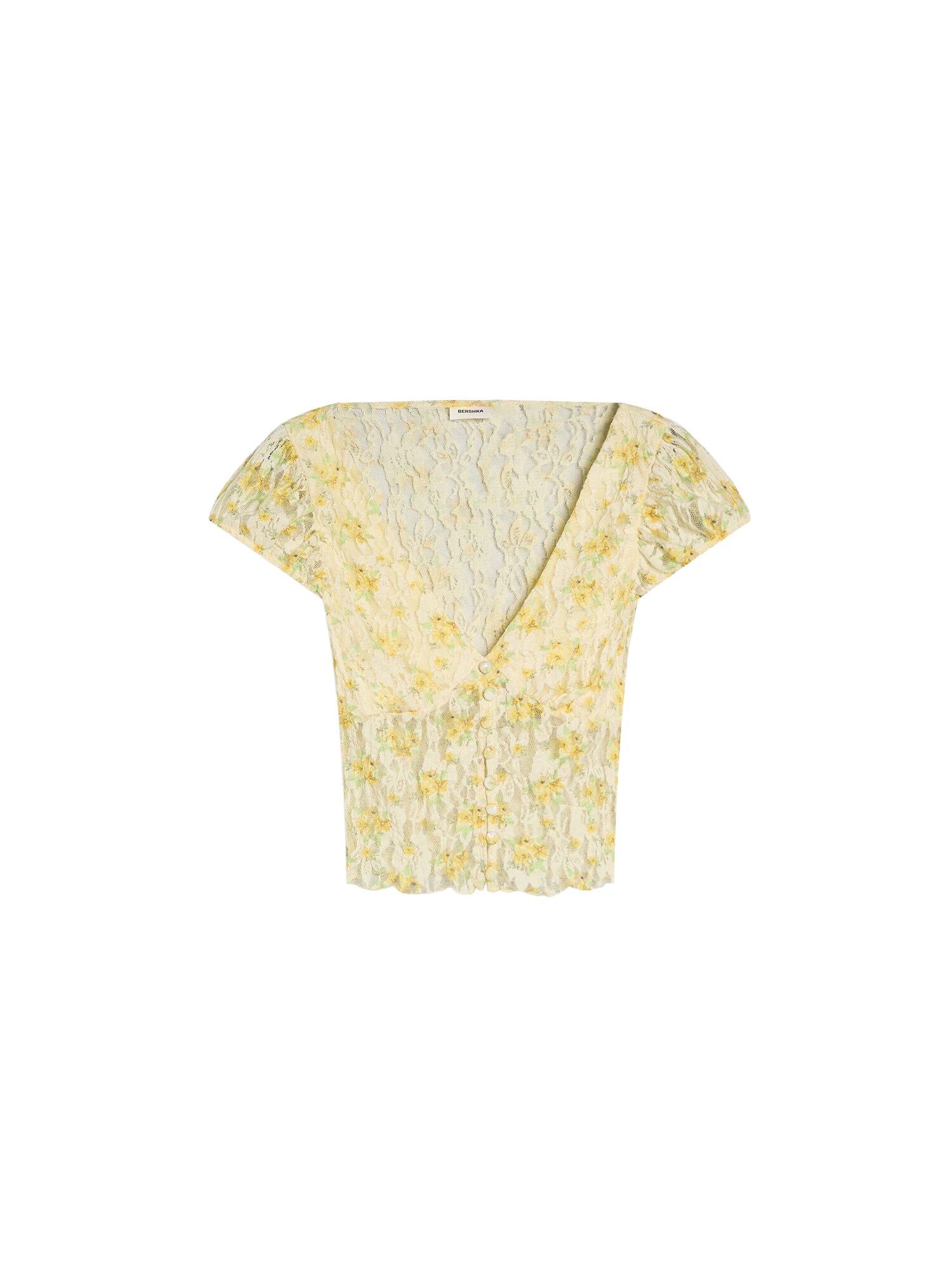 Bershka Bluza  rumena / svetlo rumena / svetlo zelena