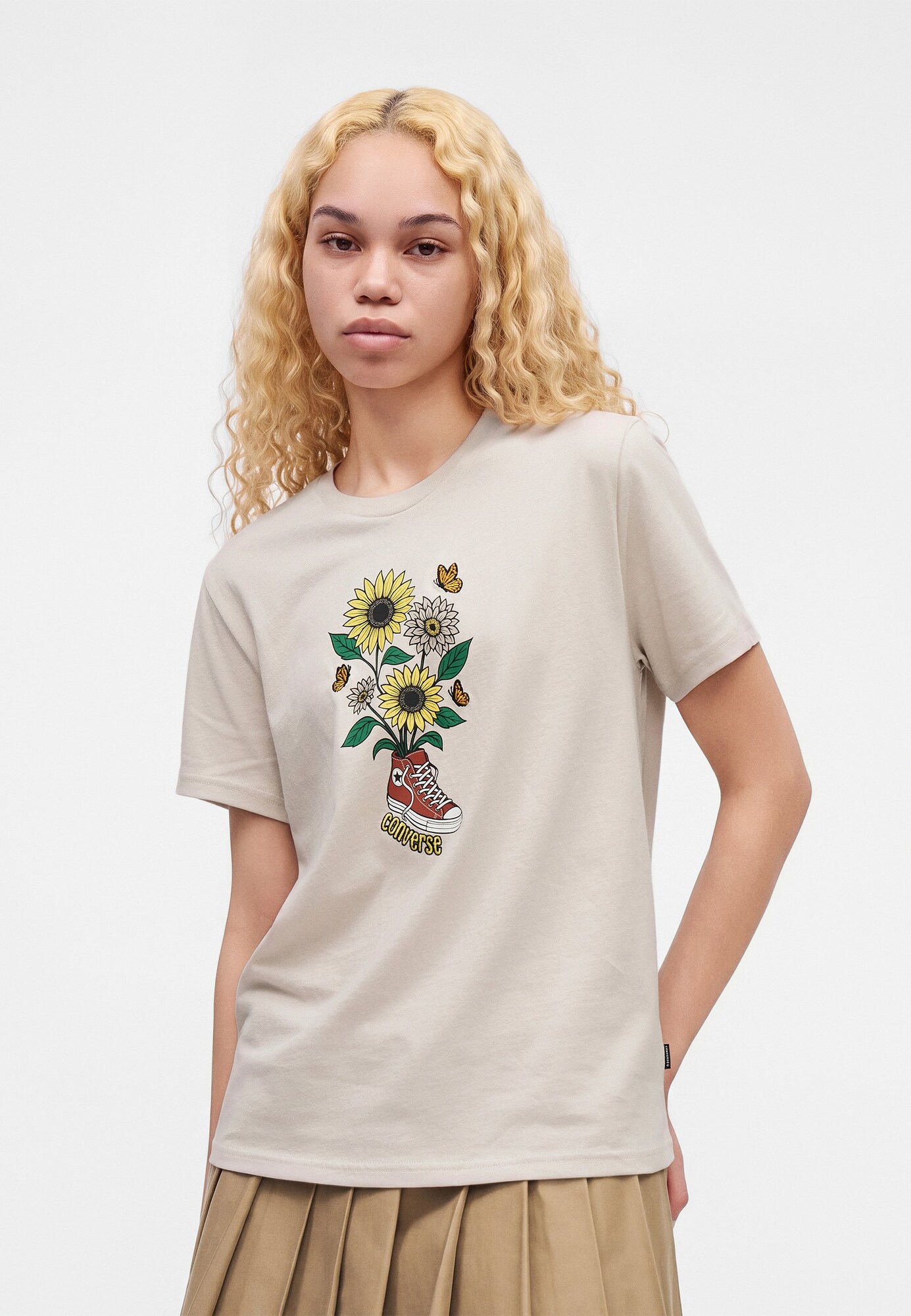 CONVERSE Camiseta 'GARDEN STEP' ecru / amarillo / verde / blanco – imagen 3