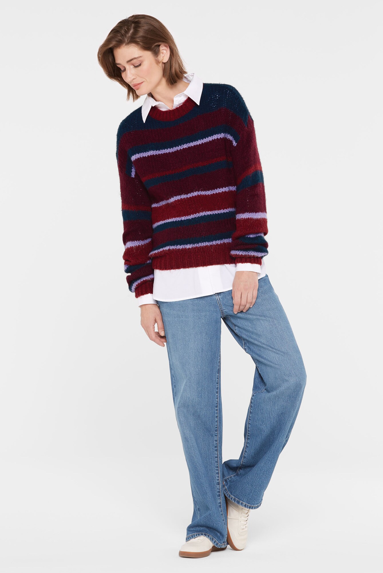 Thumbnail - SENSES.THE LABEL Leichter Strickpullover mit Streifenmuster