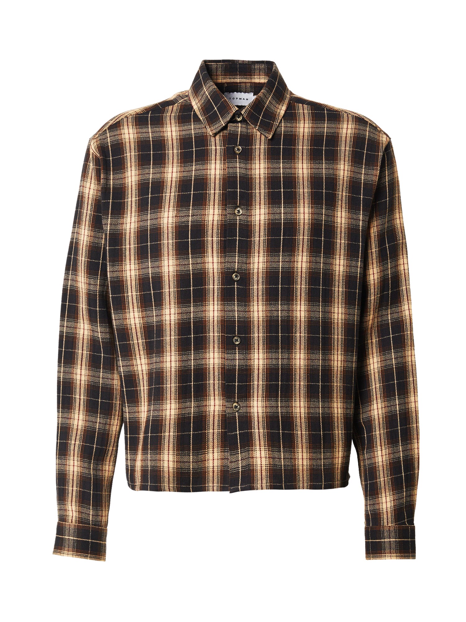 TOPMAN Košeľa  žltohnedá / hnedá / tmavohnedá