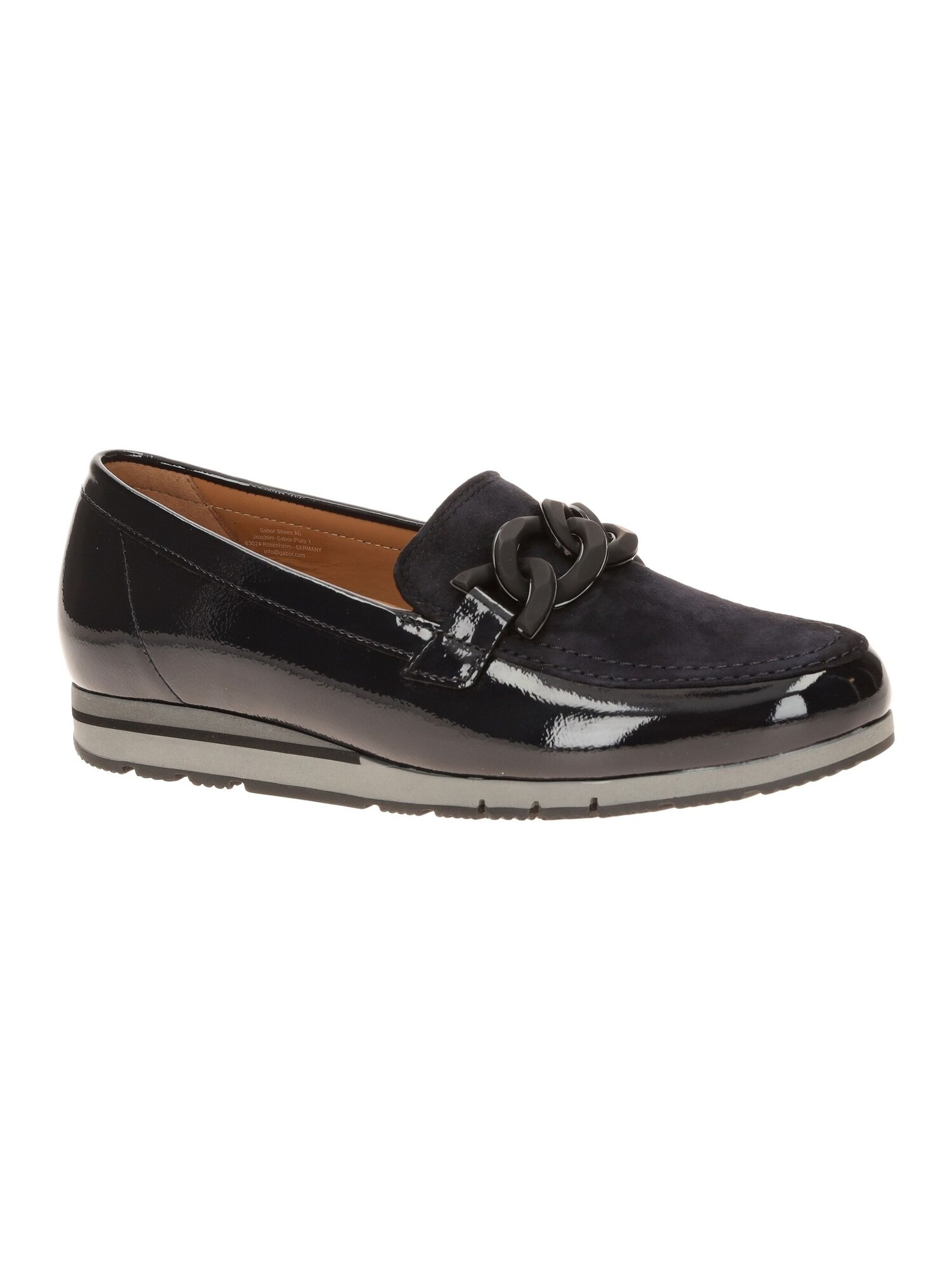 Gabor Slipper Gabor Schuhe Slipper Blau Lack Velour Mokassin 4004.01