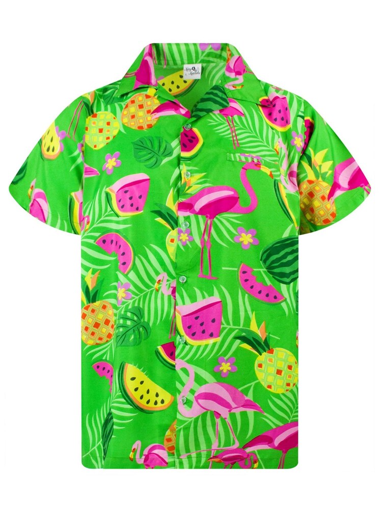King Kameha Shirt 'Flamingo Melone' Herren Größe 7XL grün