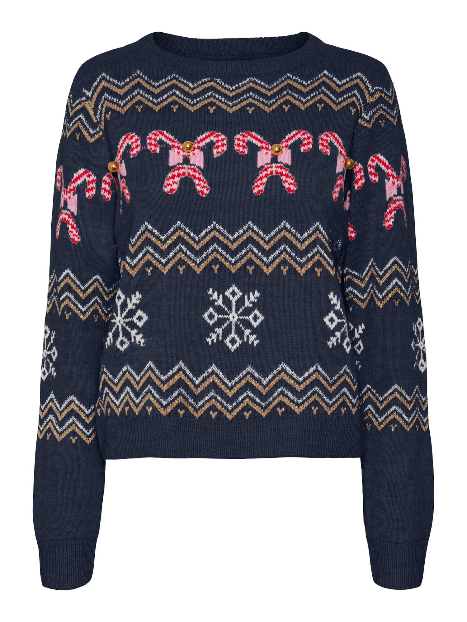 Vero Moda VERO MODA Pullover 'CANDY CANE' navy / braun / rot / offwhite