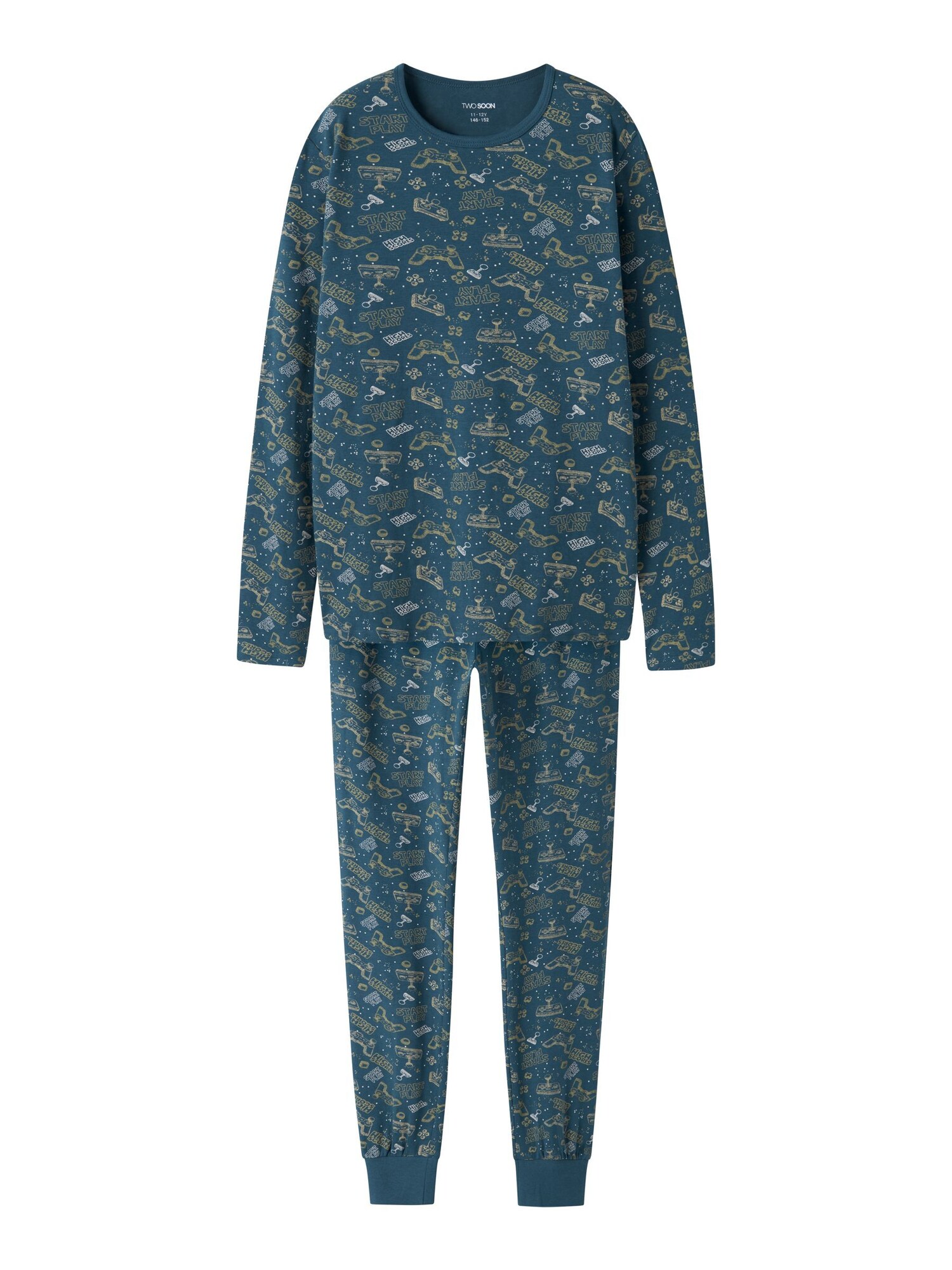 TWO SOON Pijamale  bej / albastru marin / alb