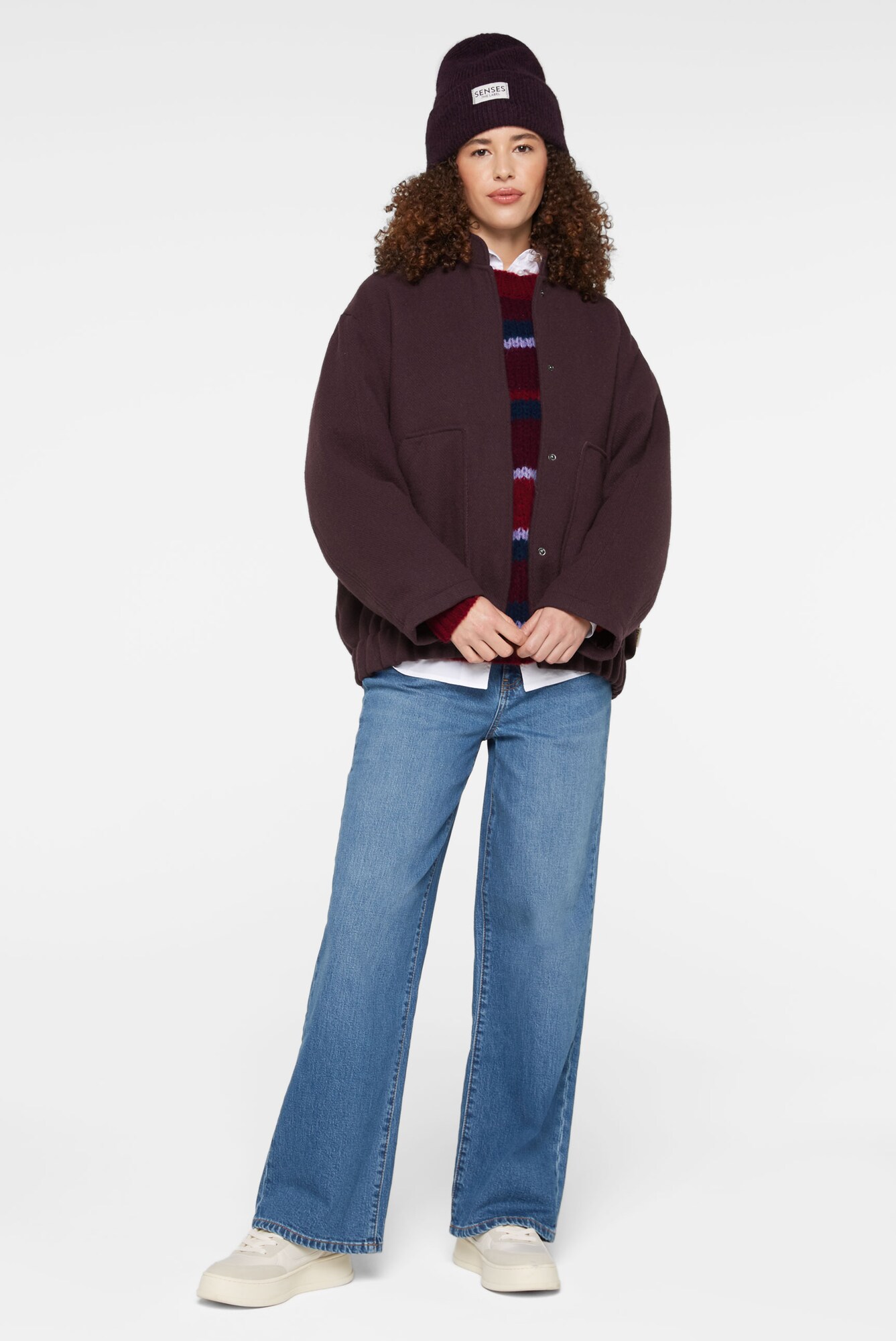 Thumbnail - SENSES.THE LABEL Oversized Bomberjacke in Woll-Optik
