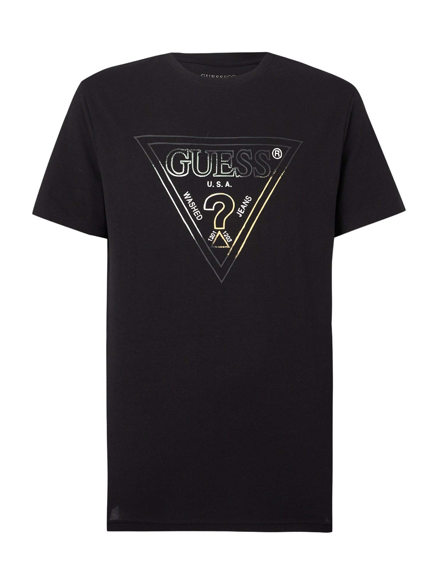 GUESS Tricou  galben deschis / gri metalic / negru / alb