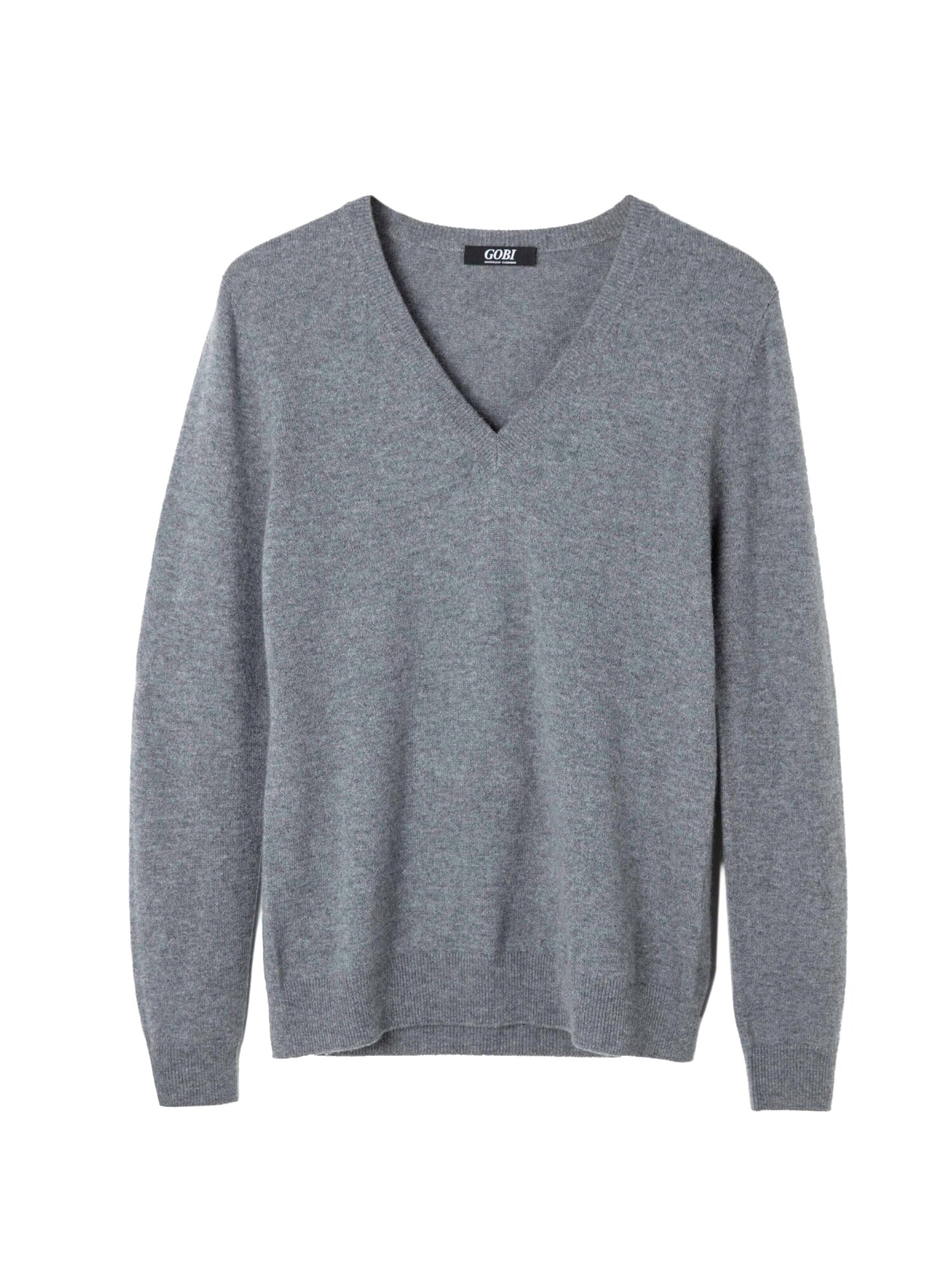 GOBI Cashmere Jersey 'Women's Essential Cashmere V-Neck Sweater' gris moteado