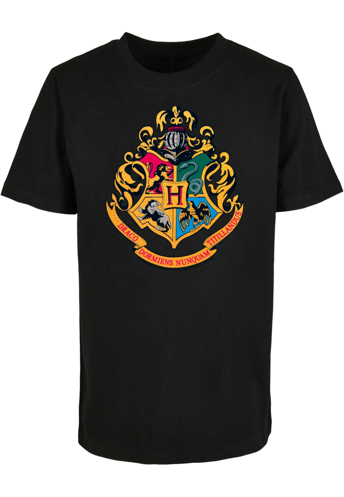 ABSOLUTE CULT Tričko ' Harry Potter-- Hogwarts Crest Gold'  zmiešané farby / čierna