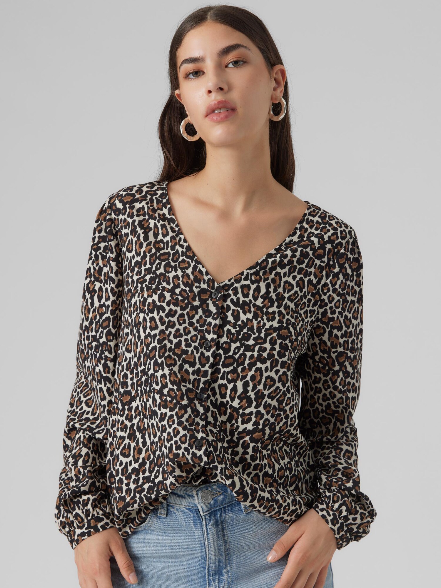 VERO MODA Blúz 'NAJA'  bézs / karamell / fekete termék 2. képe