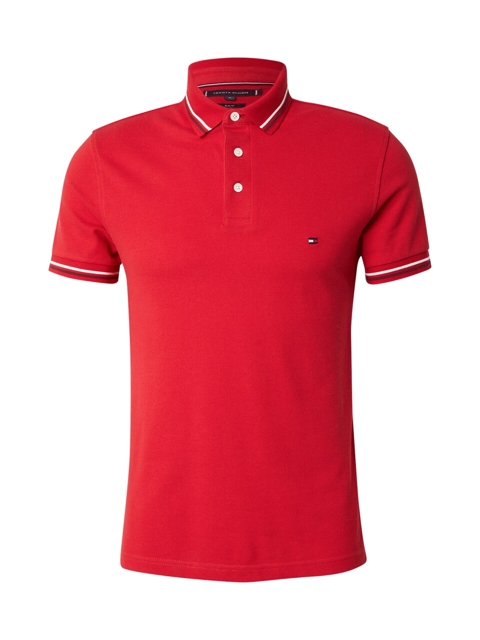 T-shirt 'Slim Fit Tipped' röd / vinröd