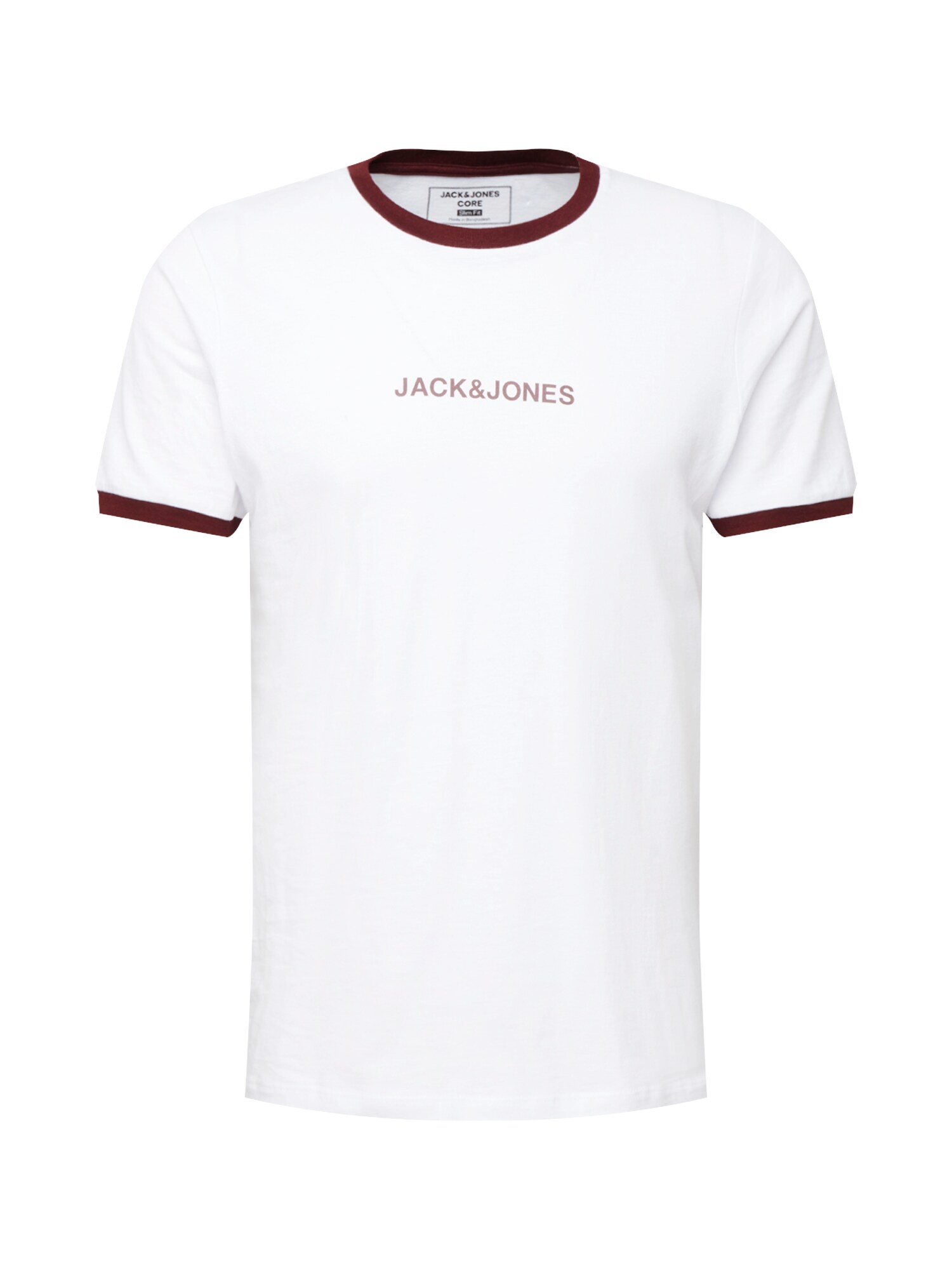JACK & JONES Marškinėliai  balta / vyšninė spalva